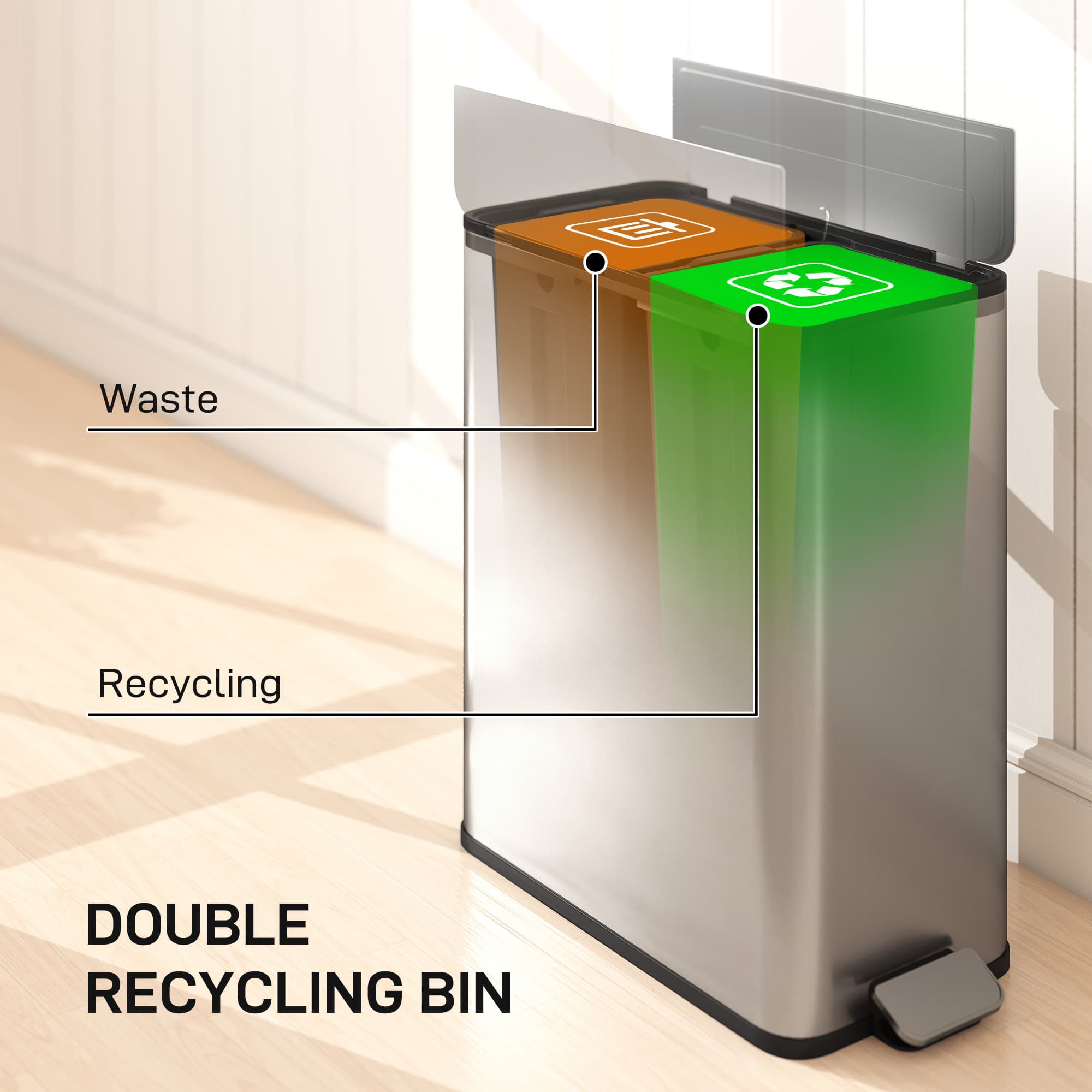 Effortless Recycling with the 56L Dual Compartment Kitchen Bin - image 1