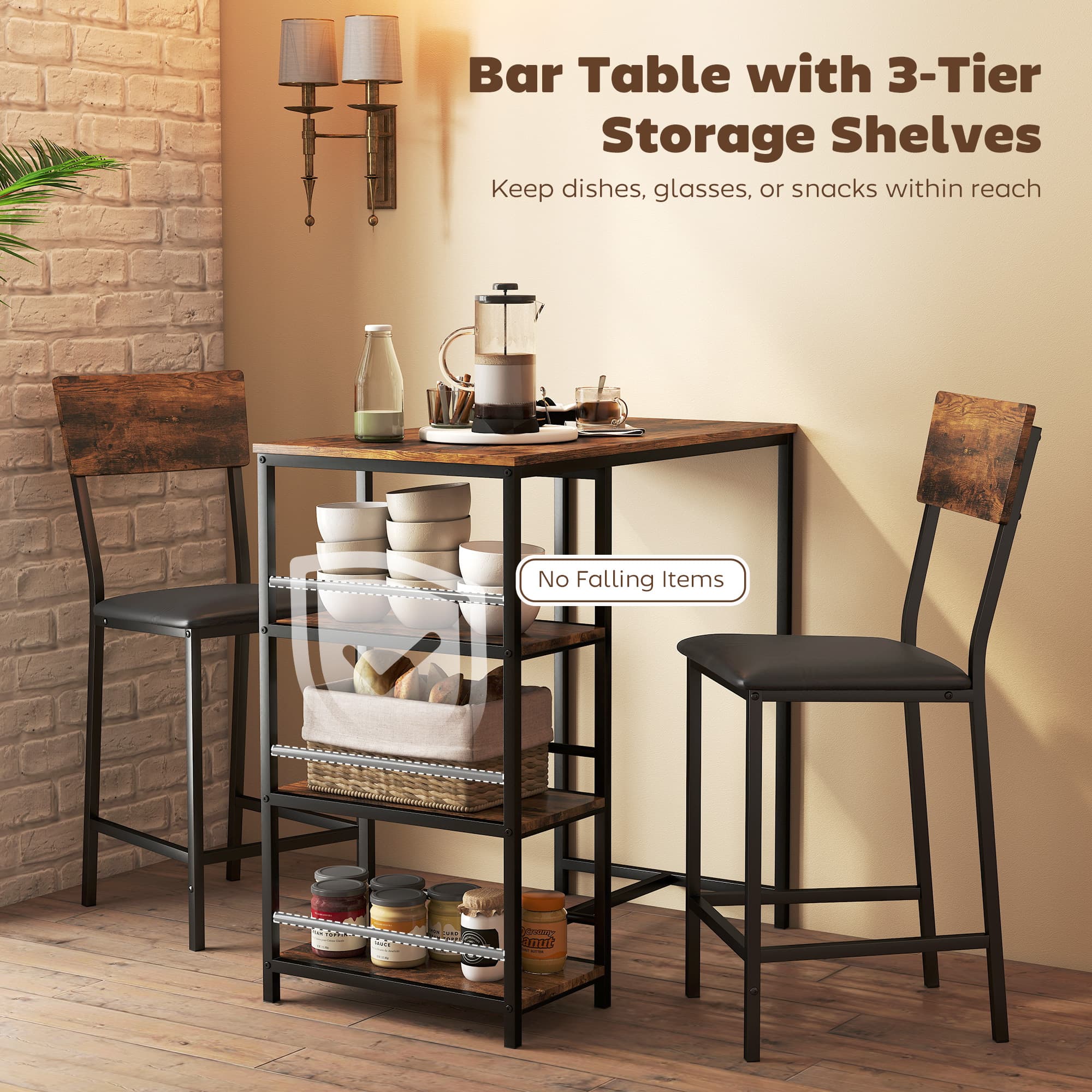 Transform Your Space with this 3-Piece Bar Table Set - image 2