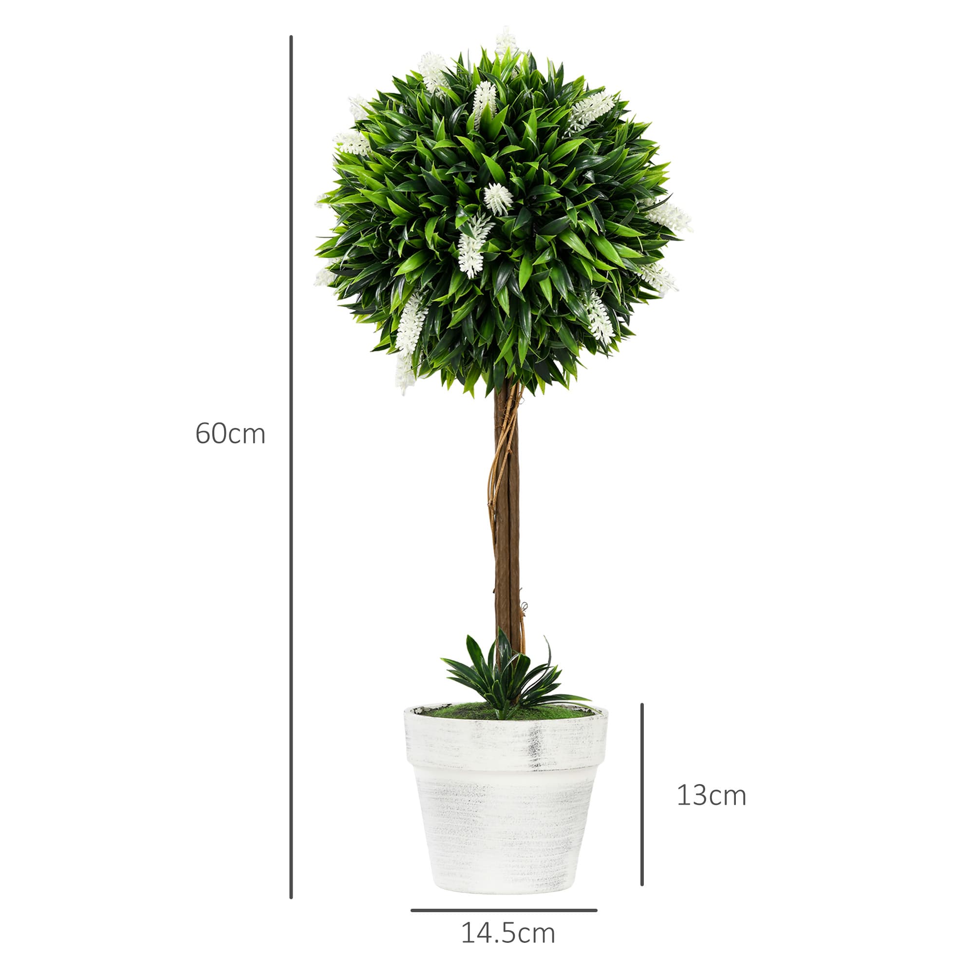 Artificial Topiary Ball Trees with White Flowers - Set of 2 - image 5