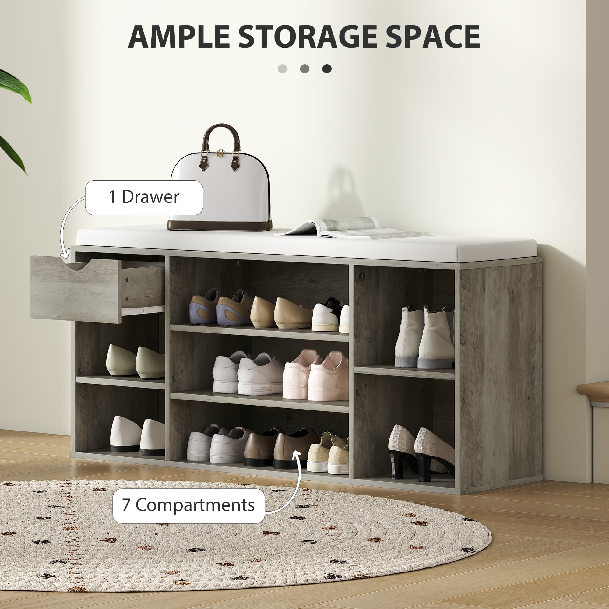 Transform Your Hallway with this Grey Shoe Storage Bench - image 1