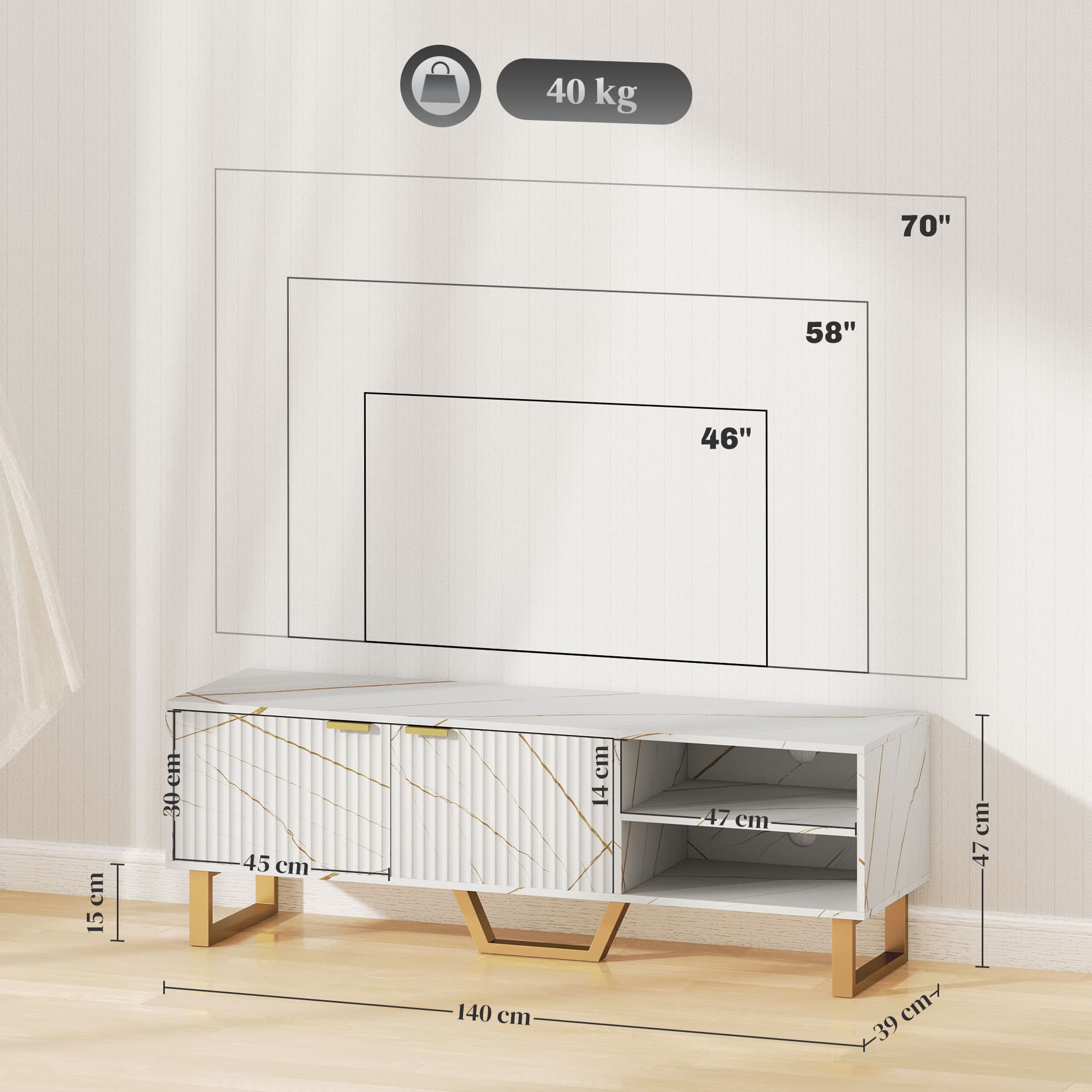 Transform Your Lounge with this White Marble Effect TV Unit - image 3