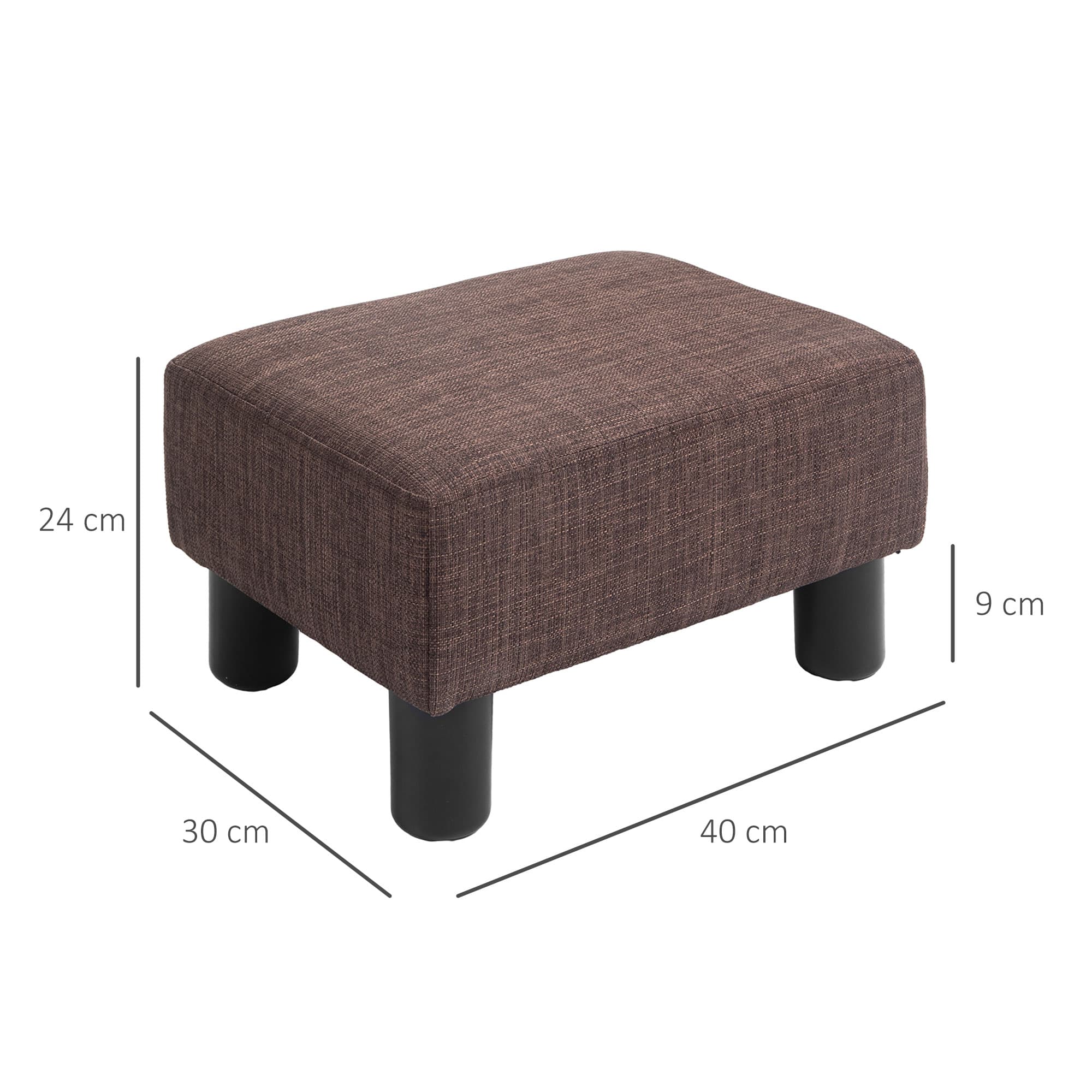Small brown linen footstool with foam cushioning and plastic legs - image 7