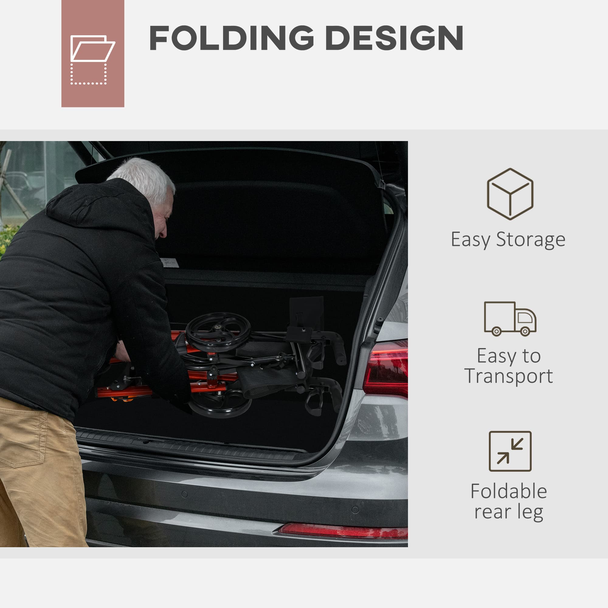 Lightweight Folding Rollator with Padded Seat, Bag, and Height Adjustment - image 6