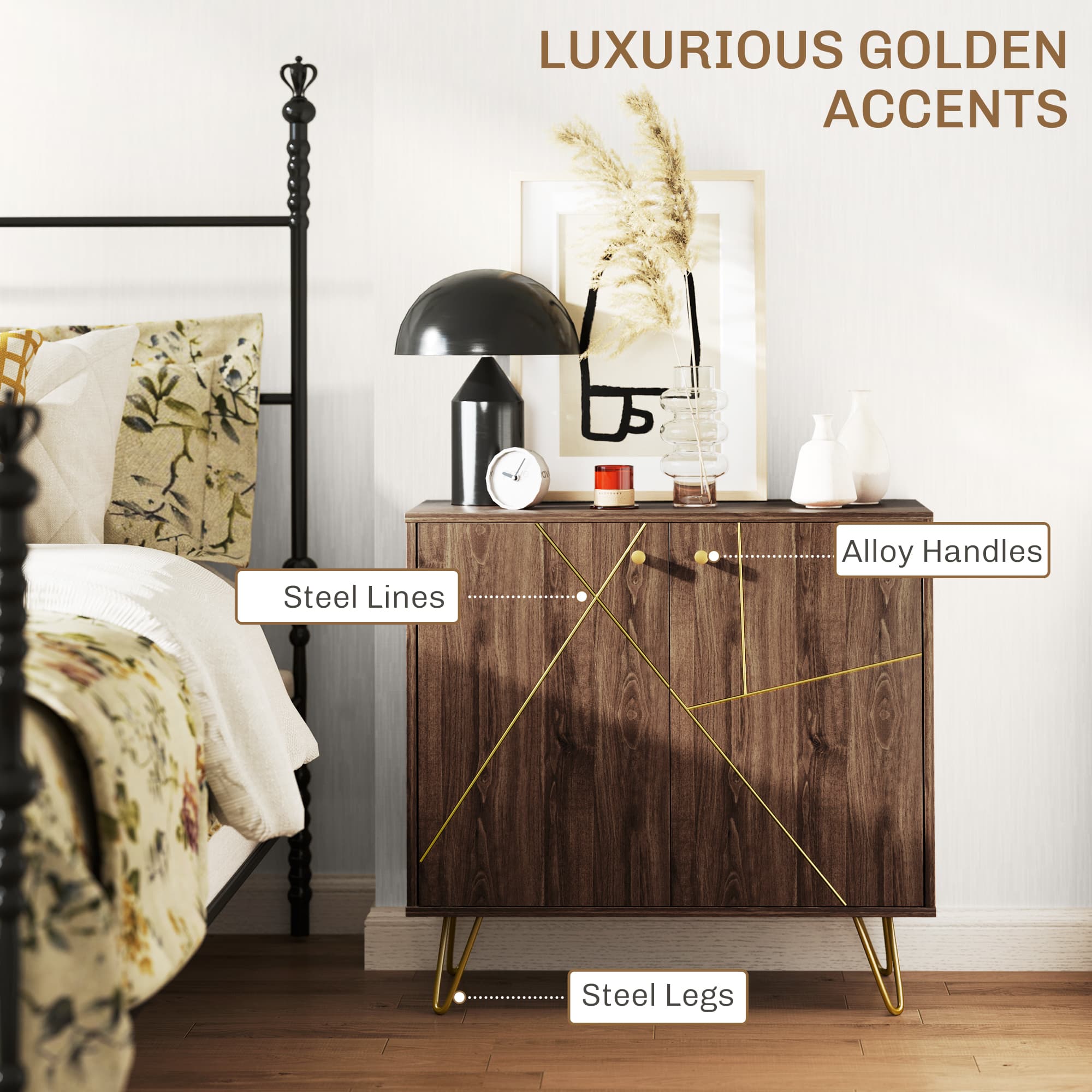 Two-Door Storage Sideboard with Gold Accents and Hairpin Legs - image 5