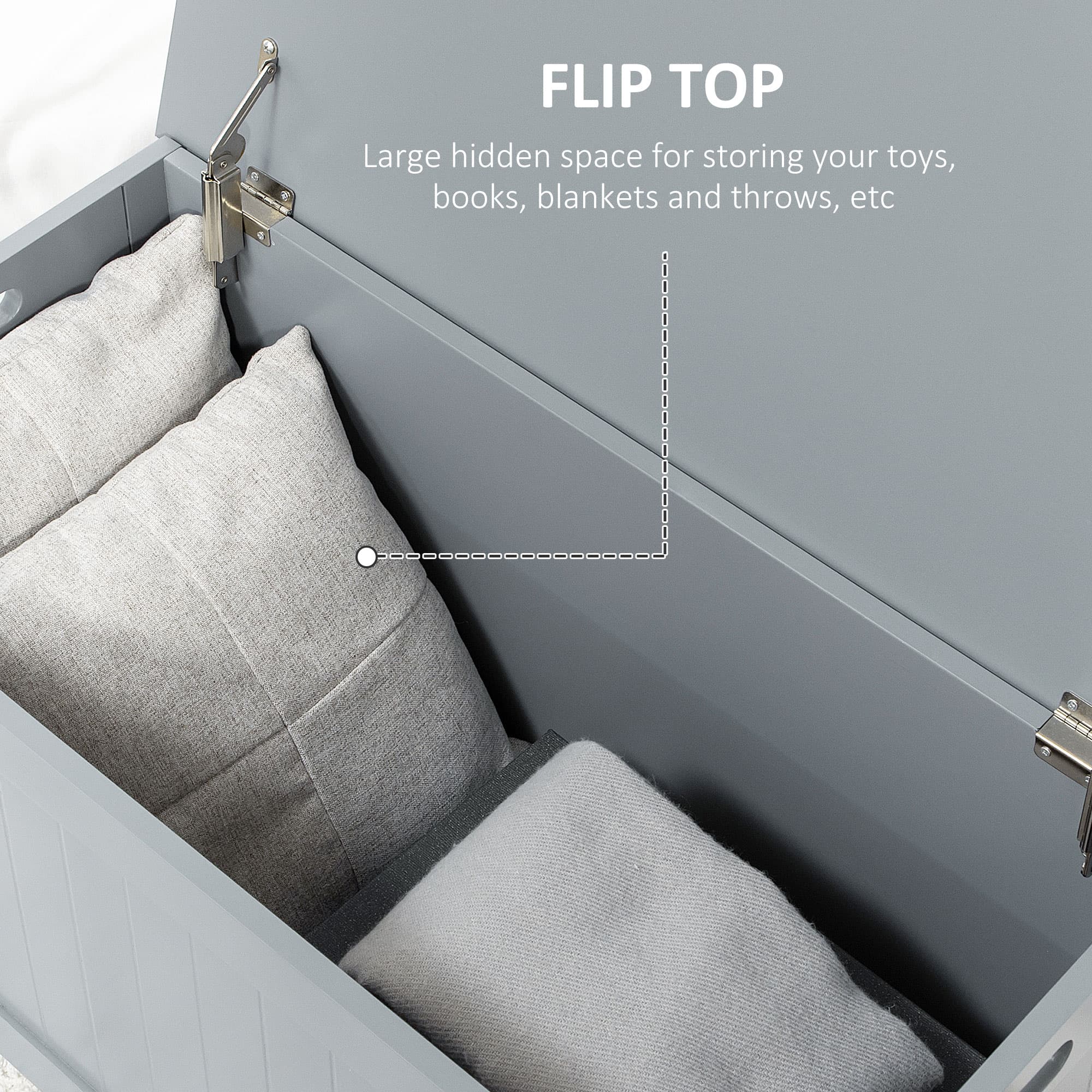 Grey Lidded Storage Chest with Safety Hinges and Carry Handles - image 3