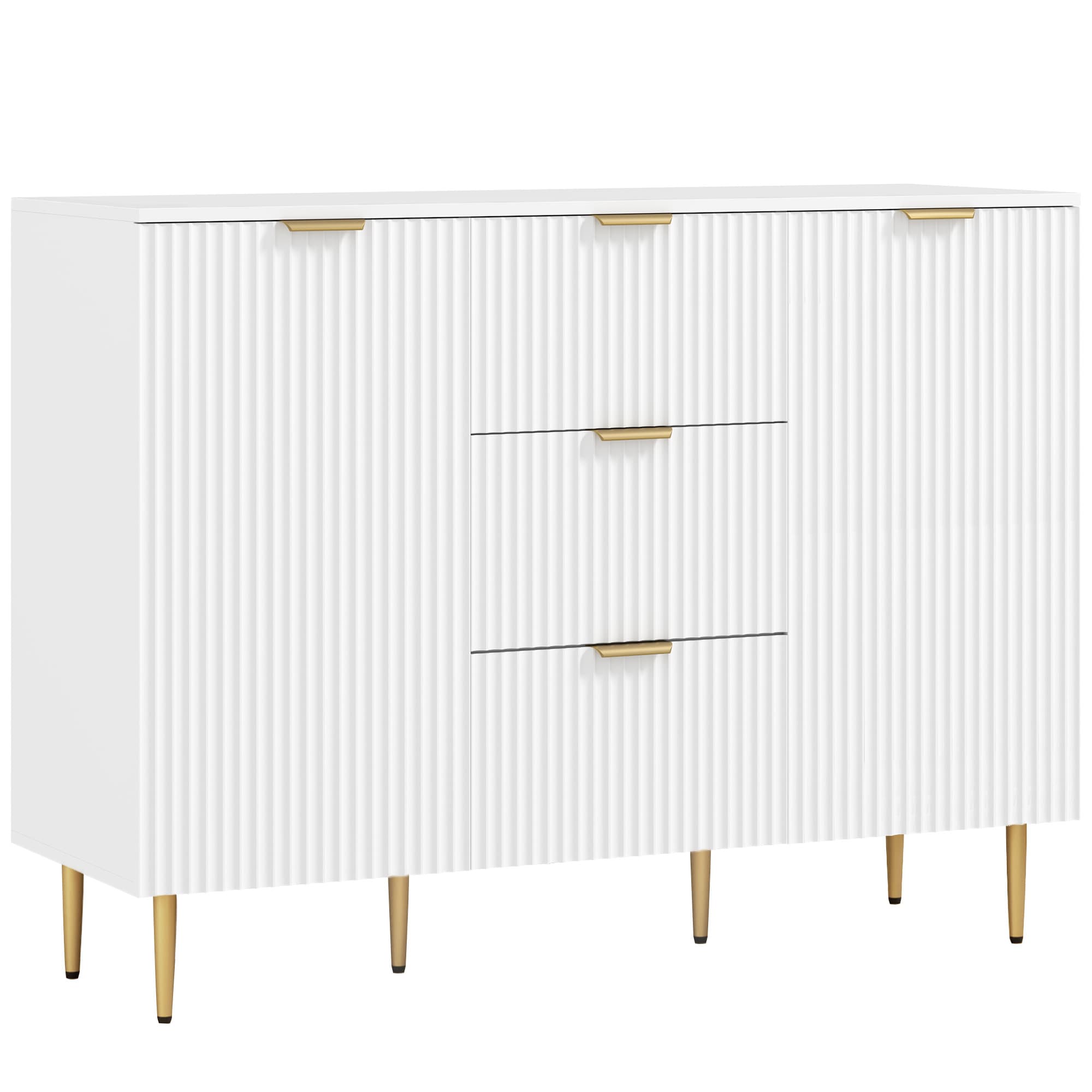 Effortless Storage: Modern White Fluted Sideboard