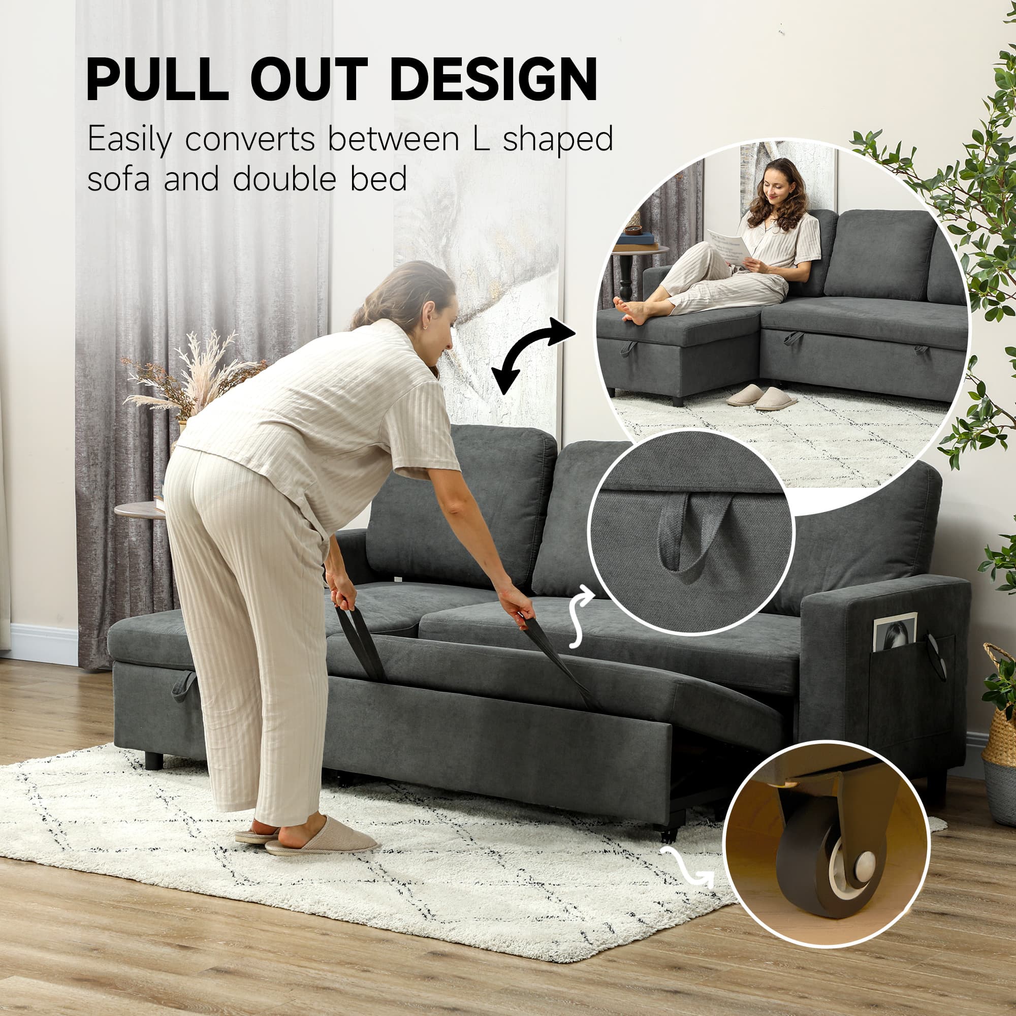 Transform Your Space with this Charcoal Grey Sofa Bed - image 1