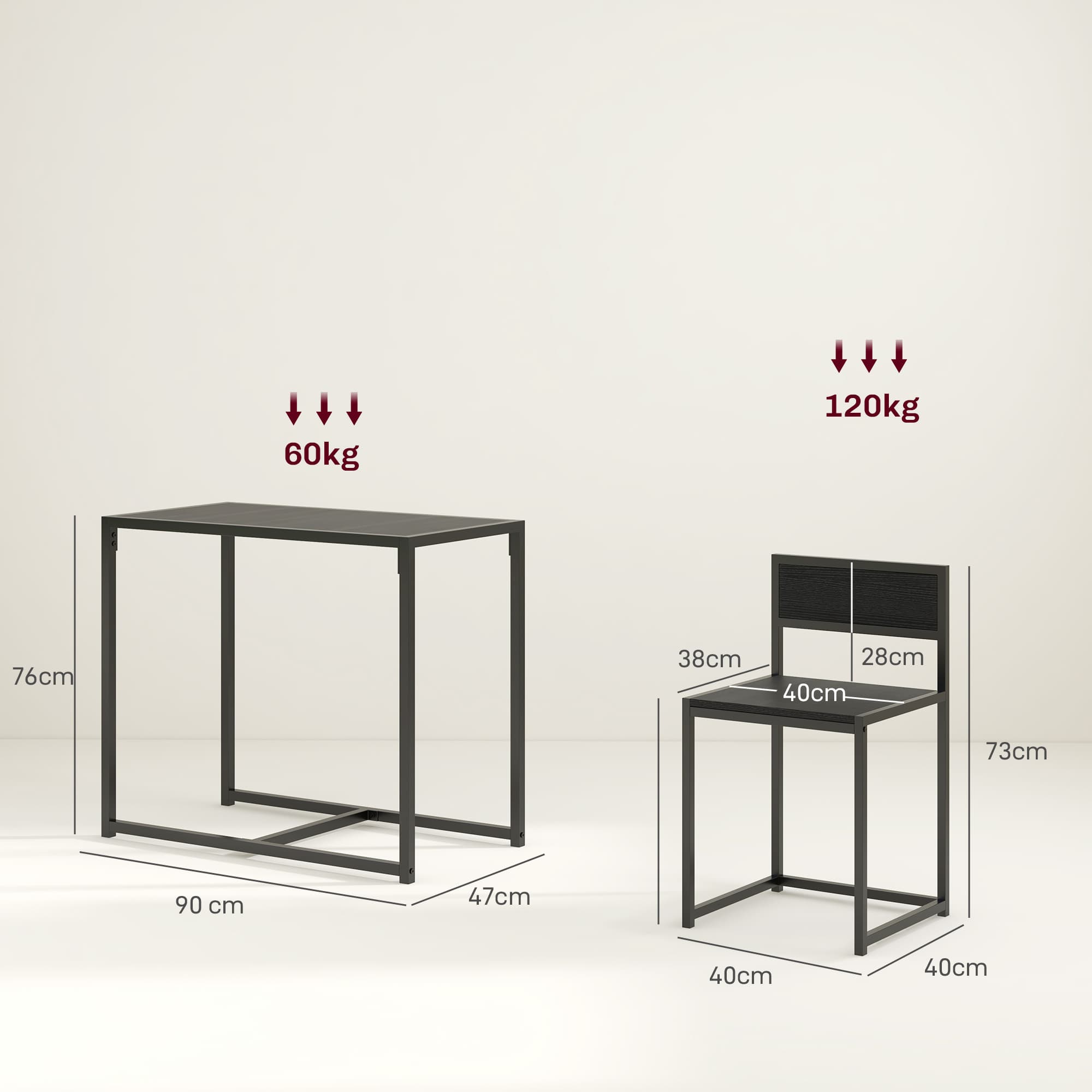 A compact dining set for two with a black steel frame and MDF panels - image 4
