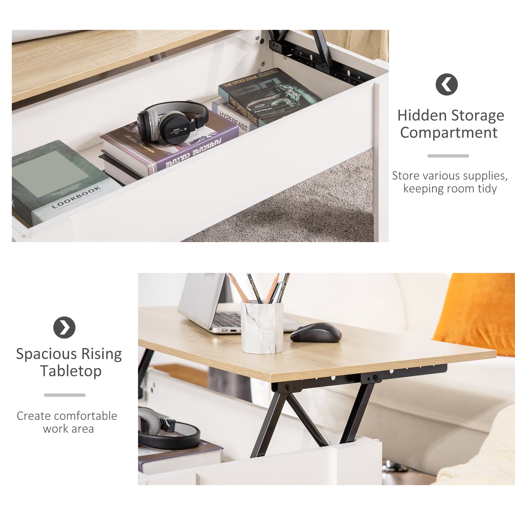 Effortless Lift Top Coffee Table with Hidden Storage - image 4
