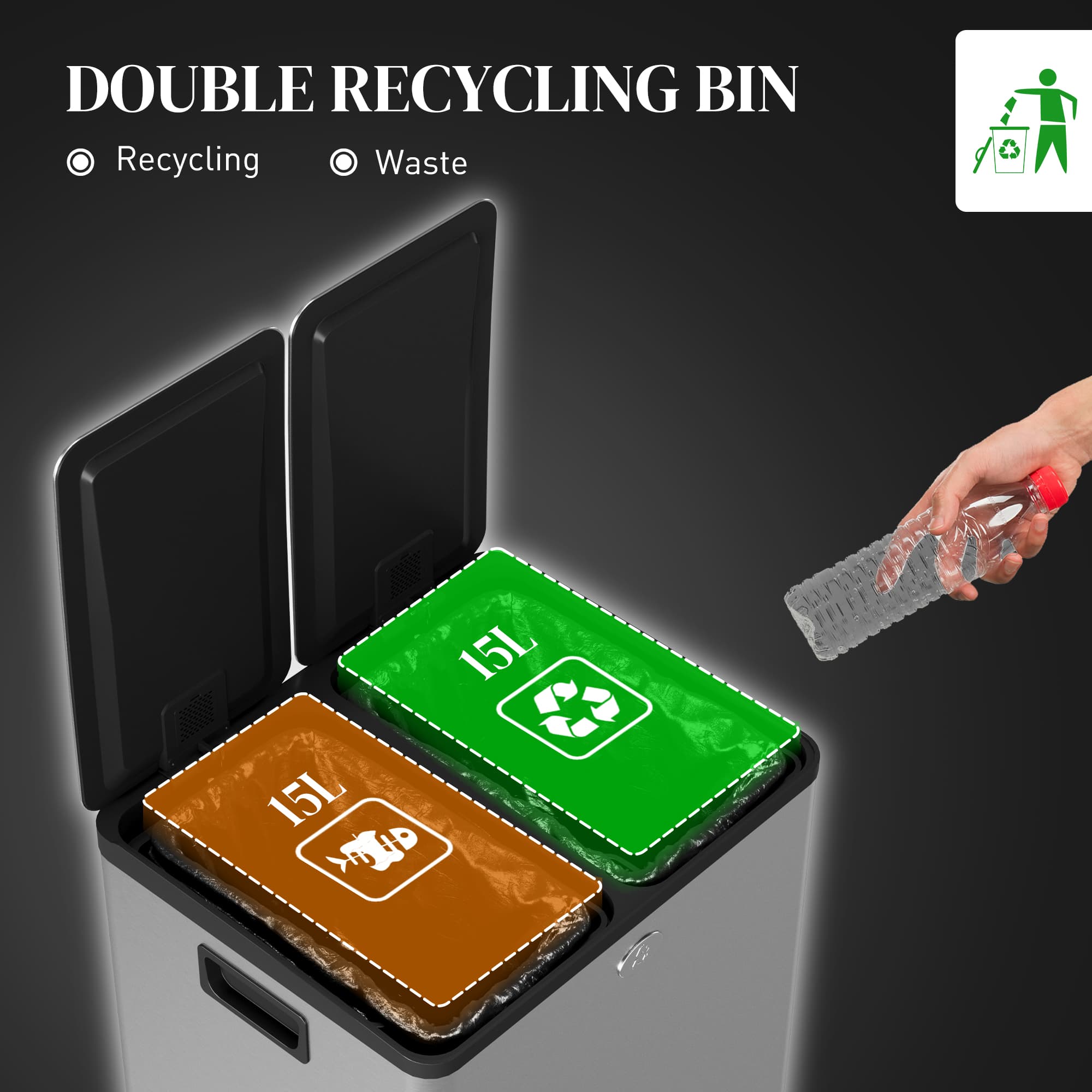 Transform Your Kitchen with this 30L Dual Compartment Pedal Bin - image 4