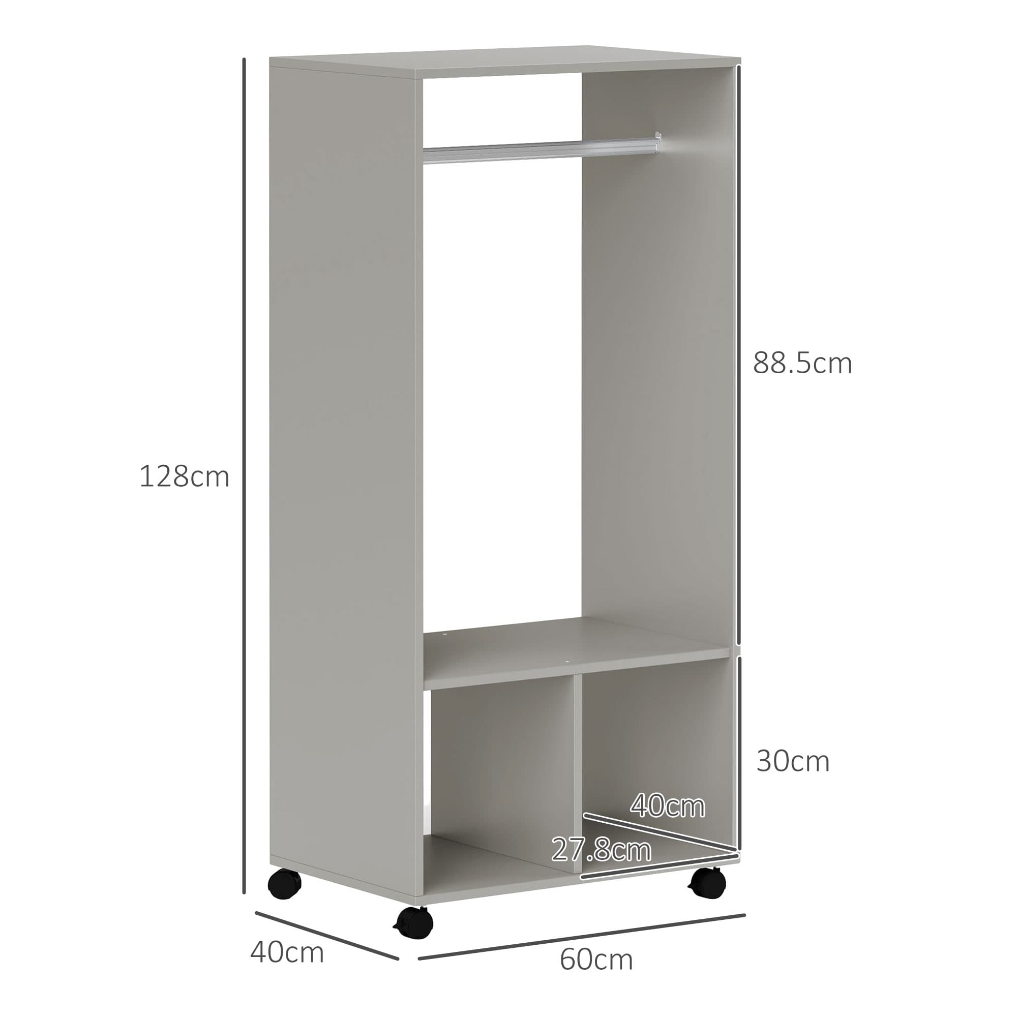 Open Wardrobe on Castors with Hanging Rail and Bottom Shelves - image 3