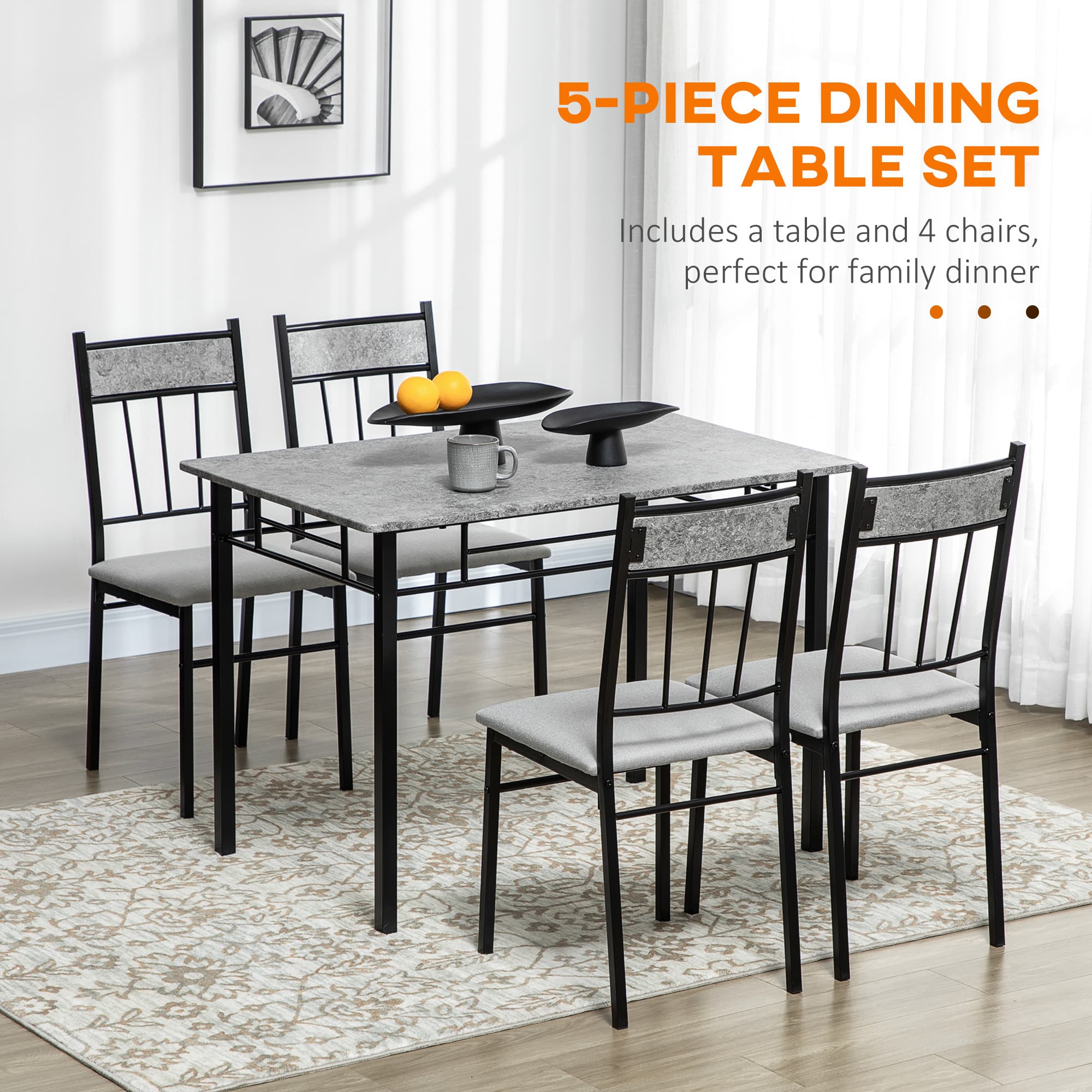 Transform Your Space with this Space-Saving Marble Effect Dining Set - image 1