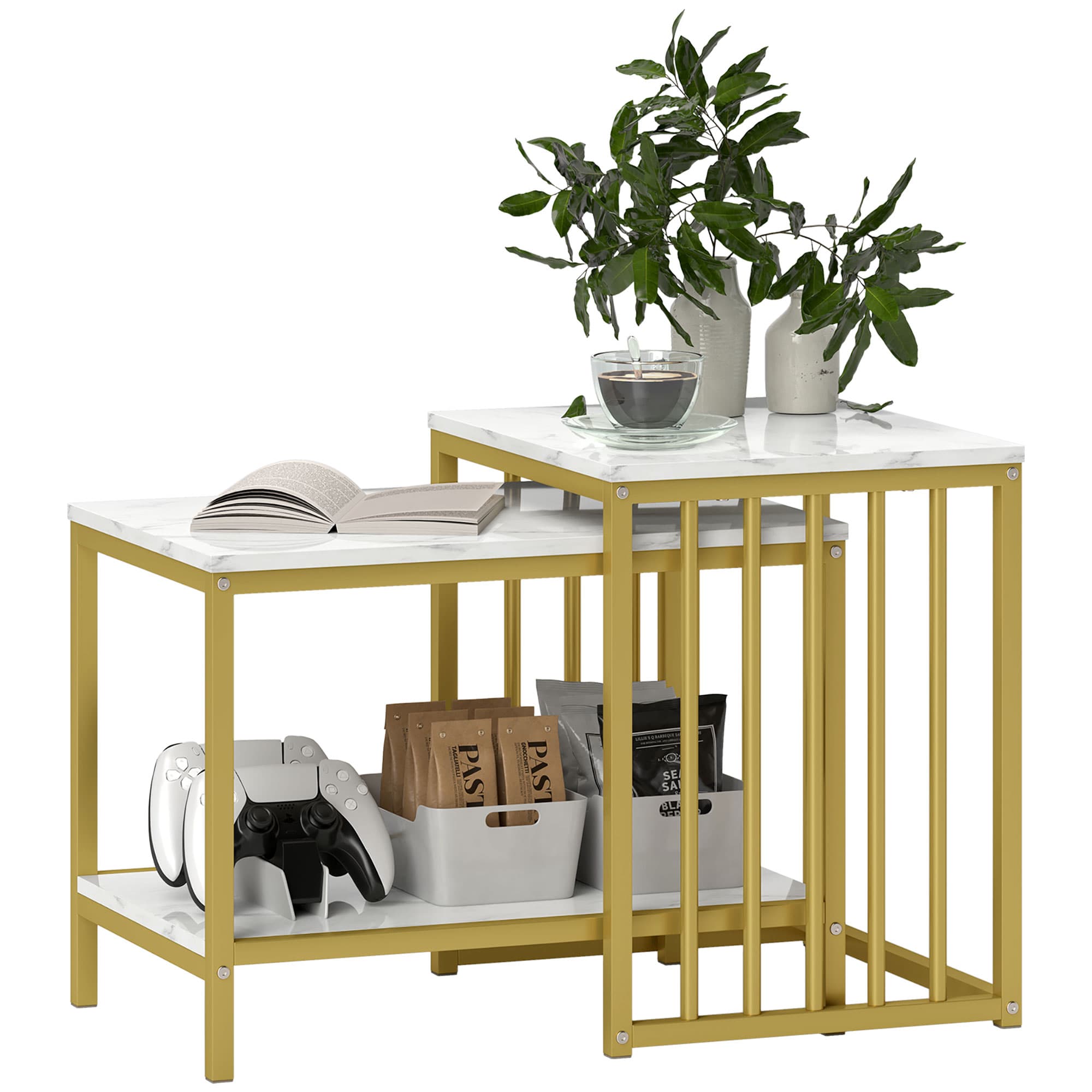 Transform Your Living Room With Marble-Effect Nesting Tables - Gold Tone