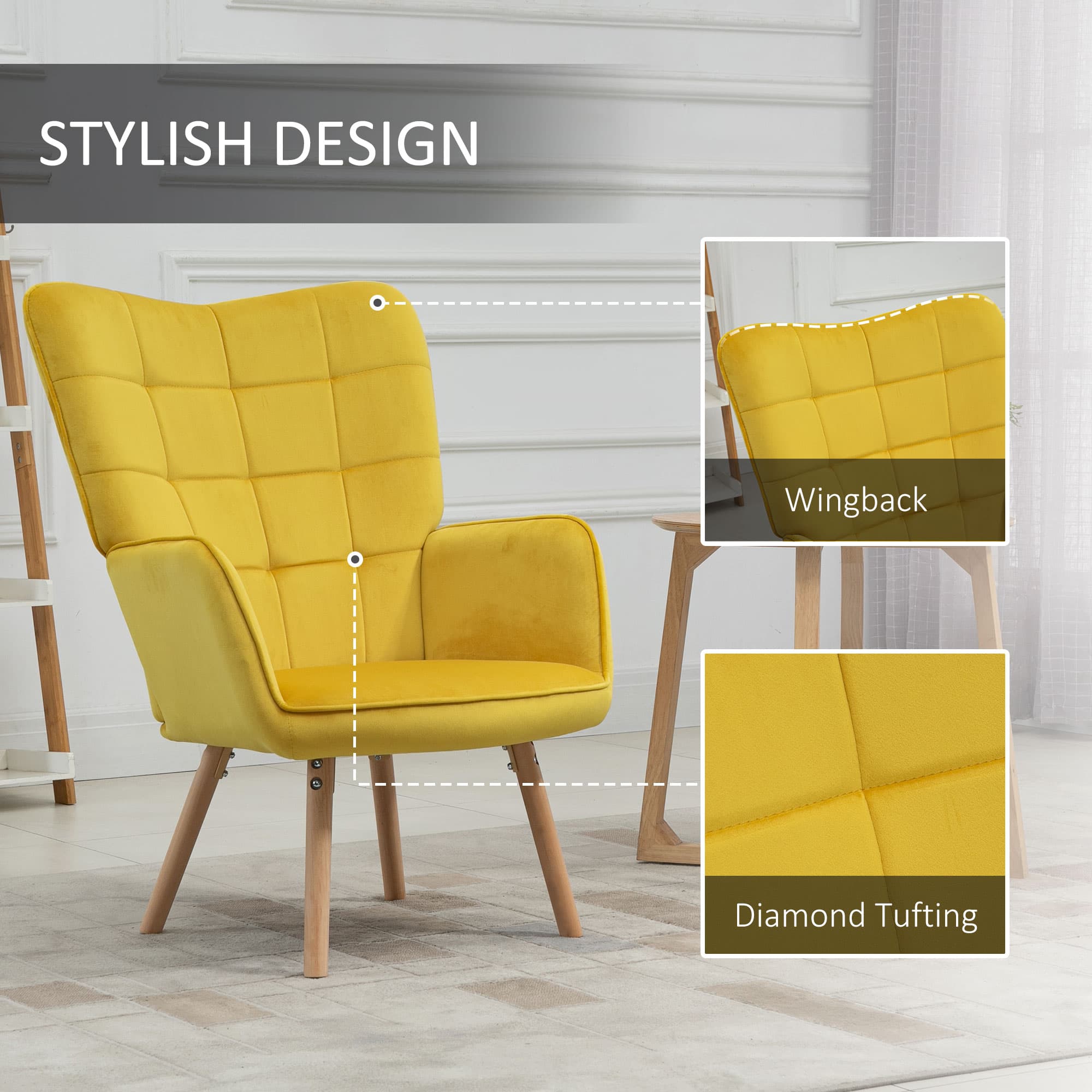 Transform Your Space with these Yellow Velvet Wingback Chairs - image 5