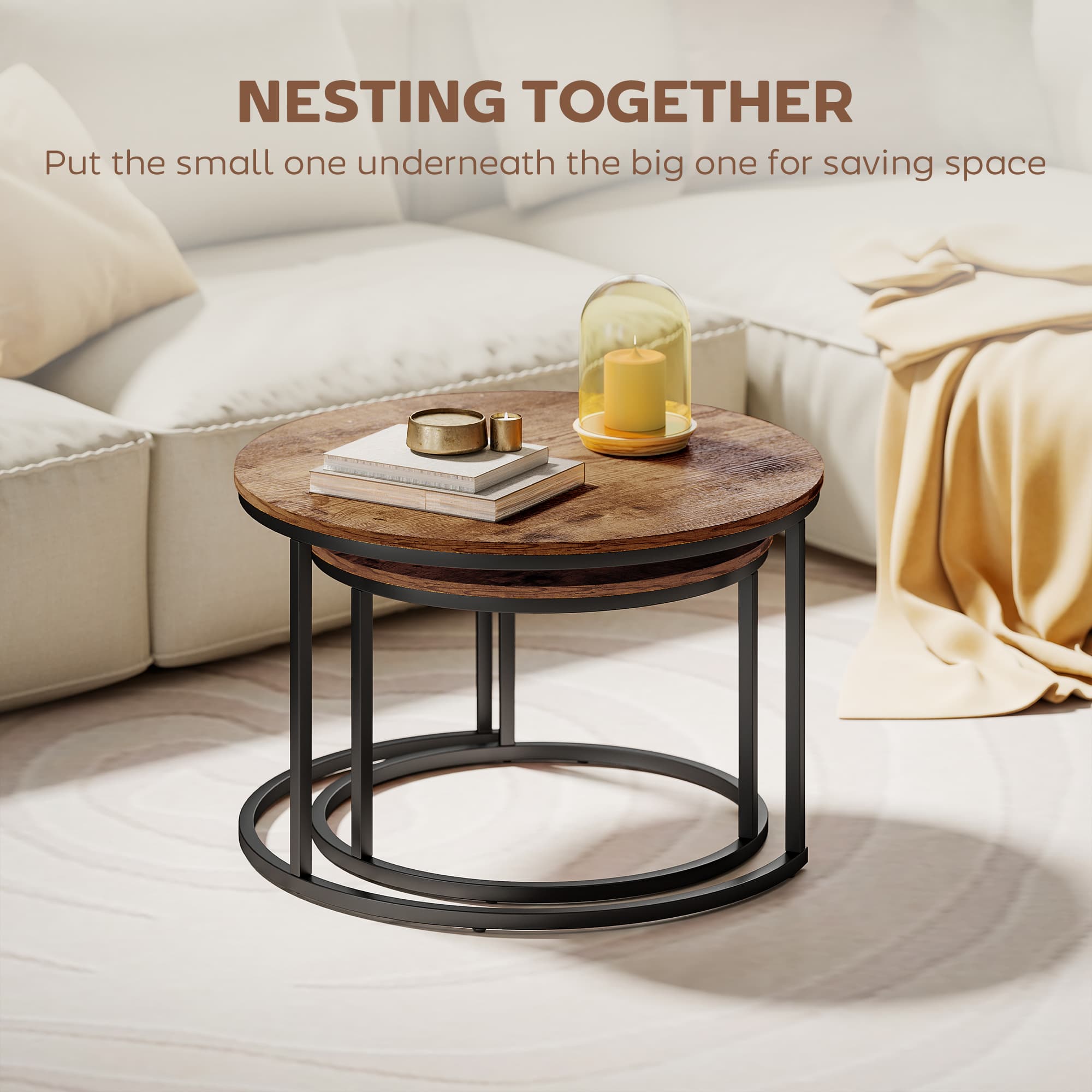 Two Round Nesting Tables That Work Together or Apart - image 2