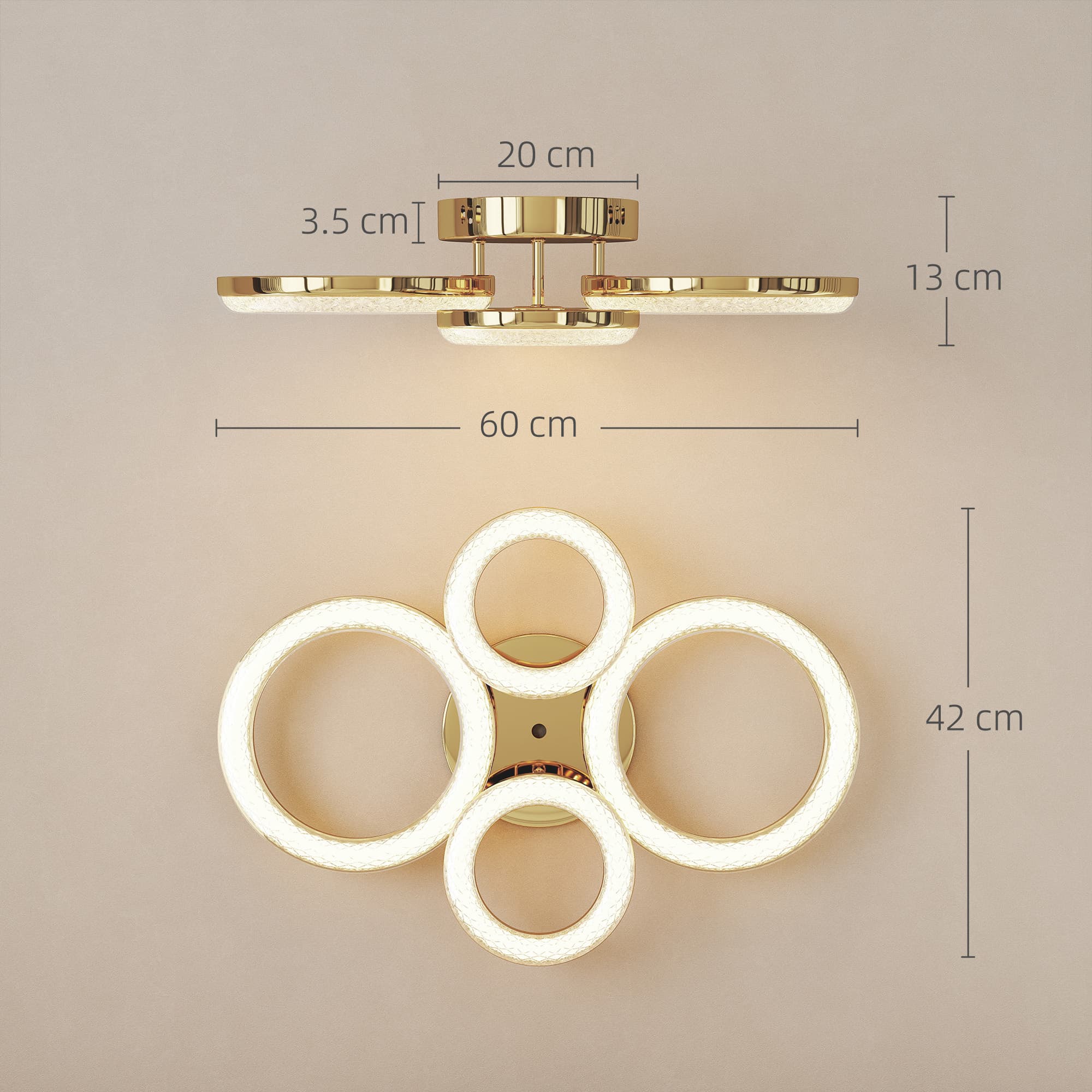 Modern 4-Ring Gold LED Ceiling Light for Effortless Ambience - image 3
