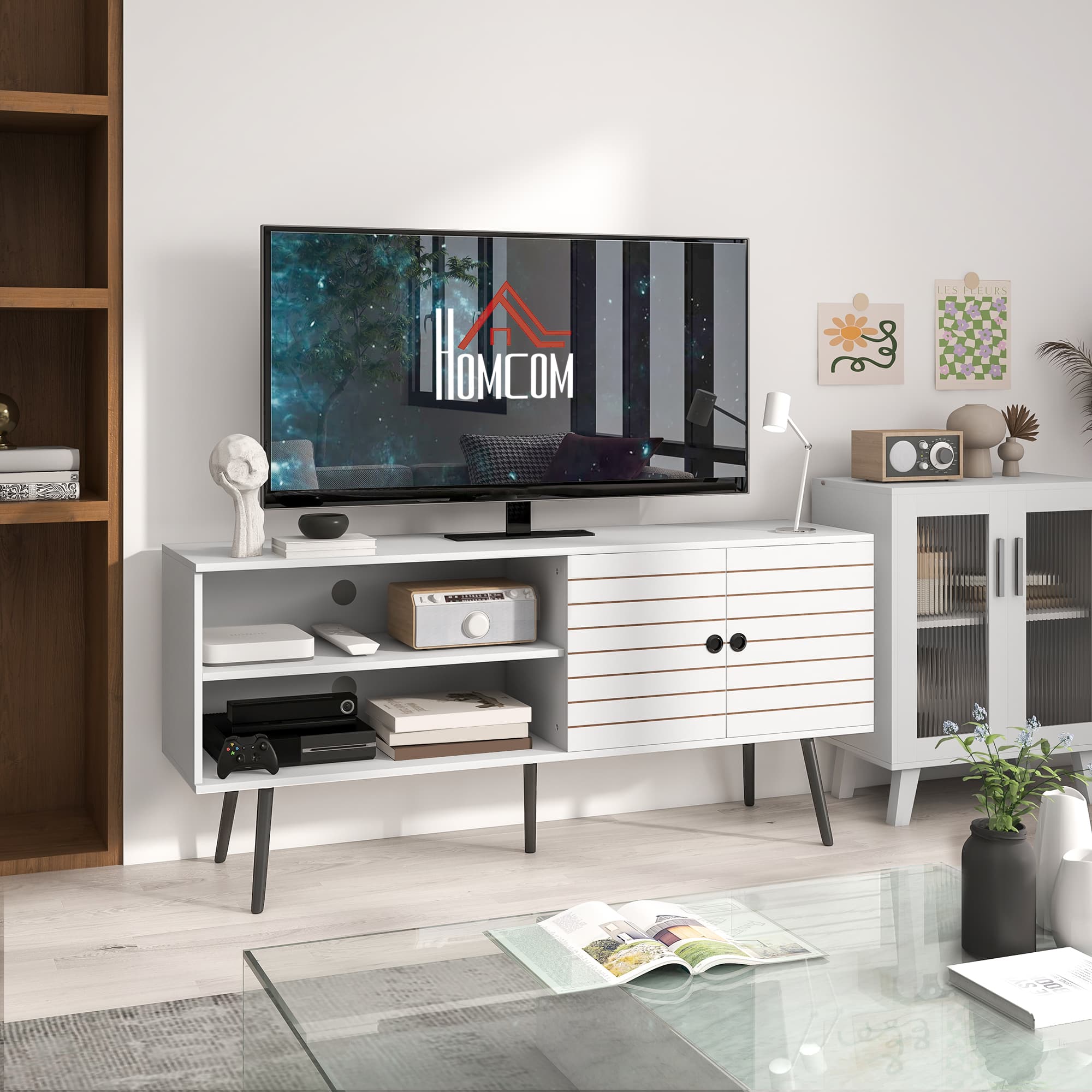 TV Stand with Open Shelves and Slatted Cupboard - image 2