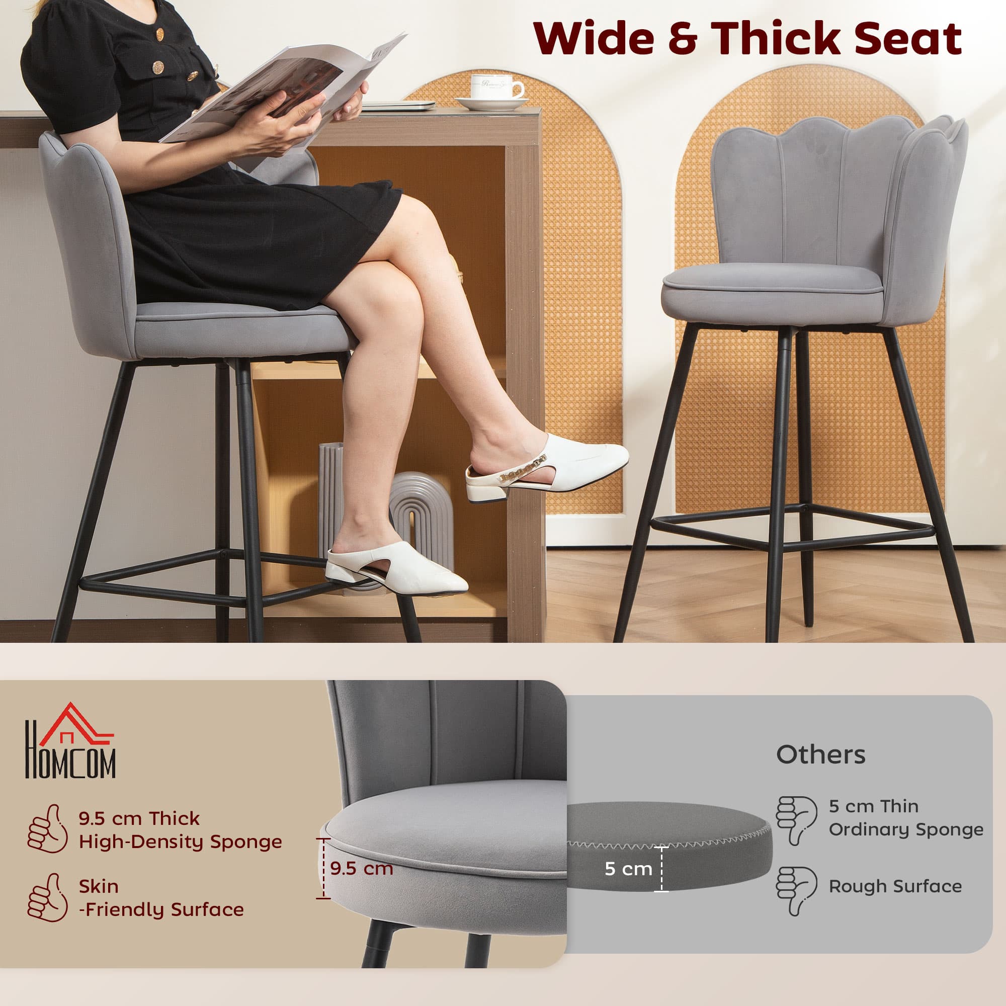 Transform Your Kitchen with Grey Lotus Velvet Bar Stools - image 3