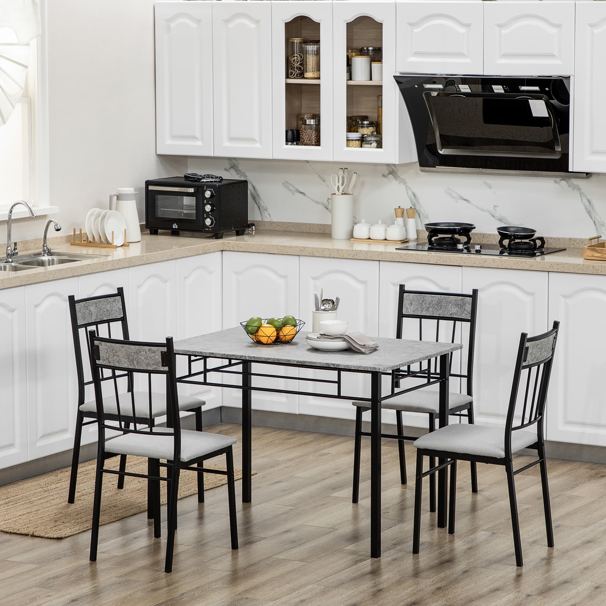 Transform Your Space with this Space-Saving Marble Effect Dining Set - image 3