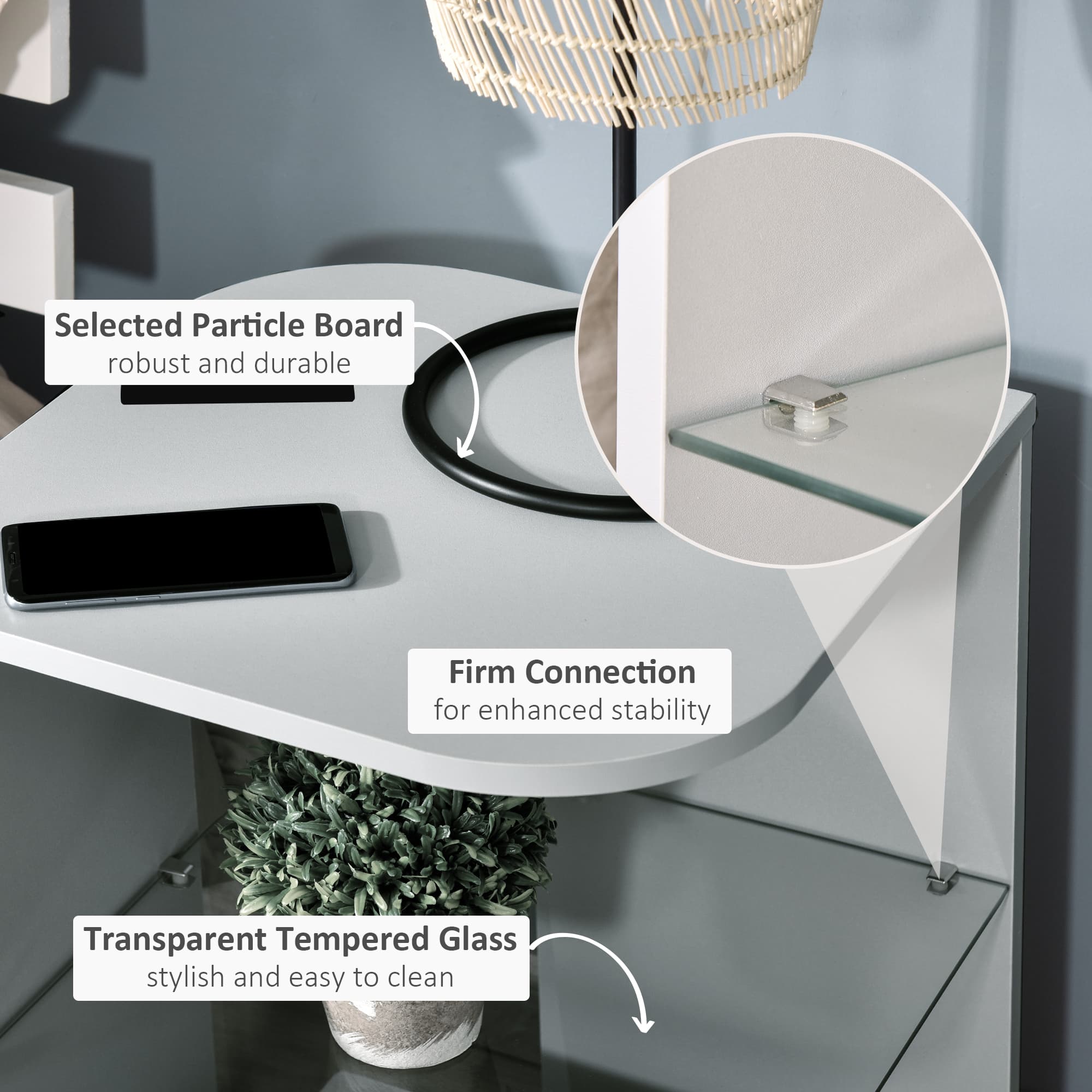 Transform Your Space with this Curved 3-Tier Grey Nightstand - image 3