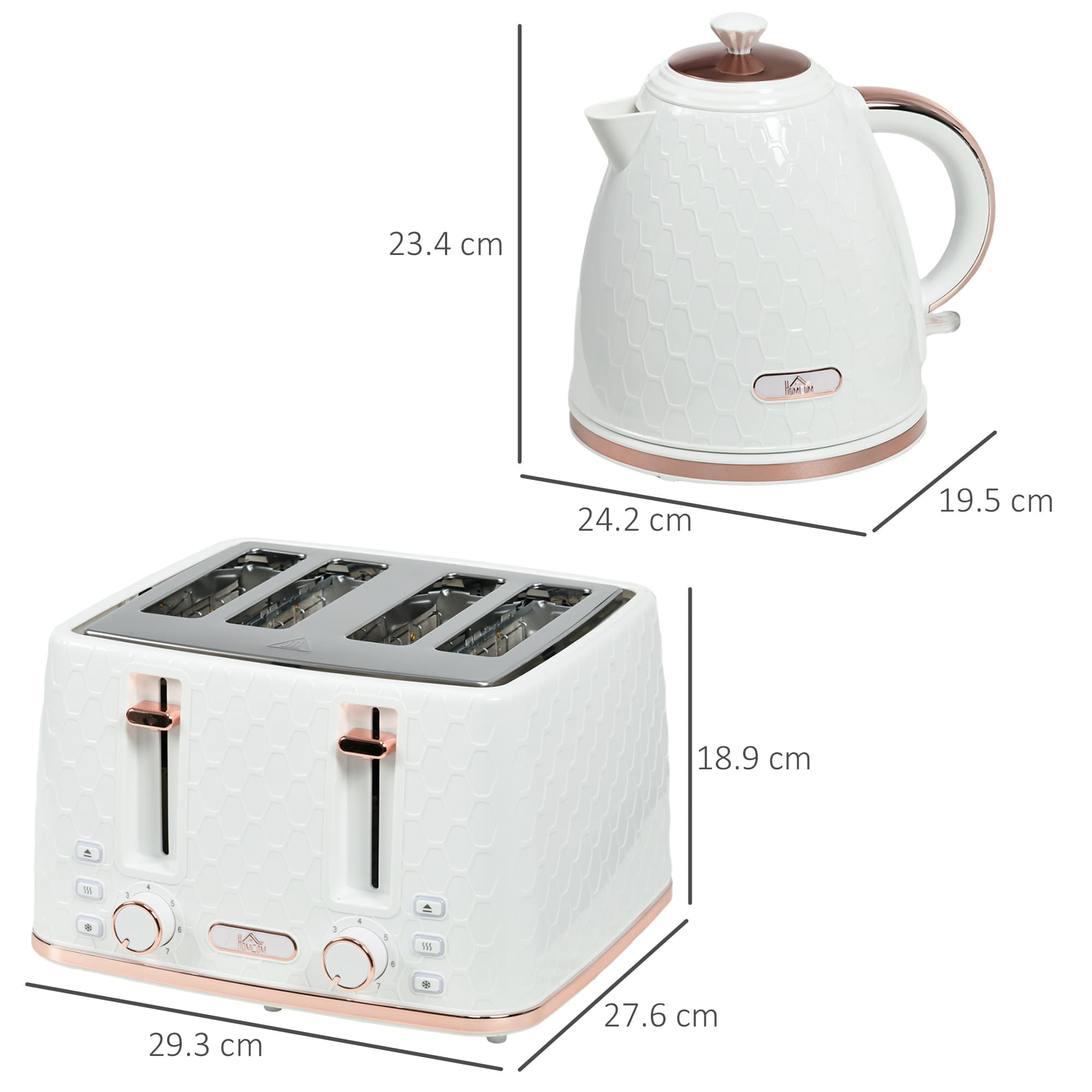 Matching Kettle and Toaster Set in White and Rose Gold - image 4