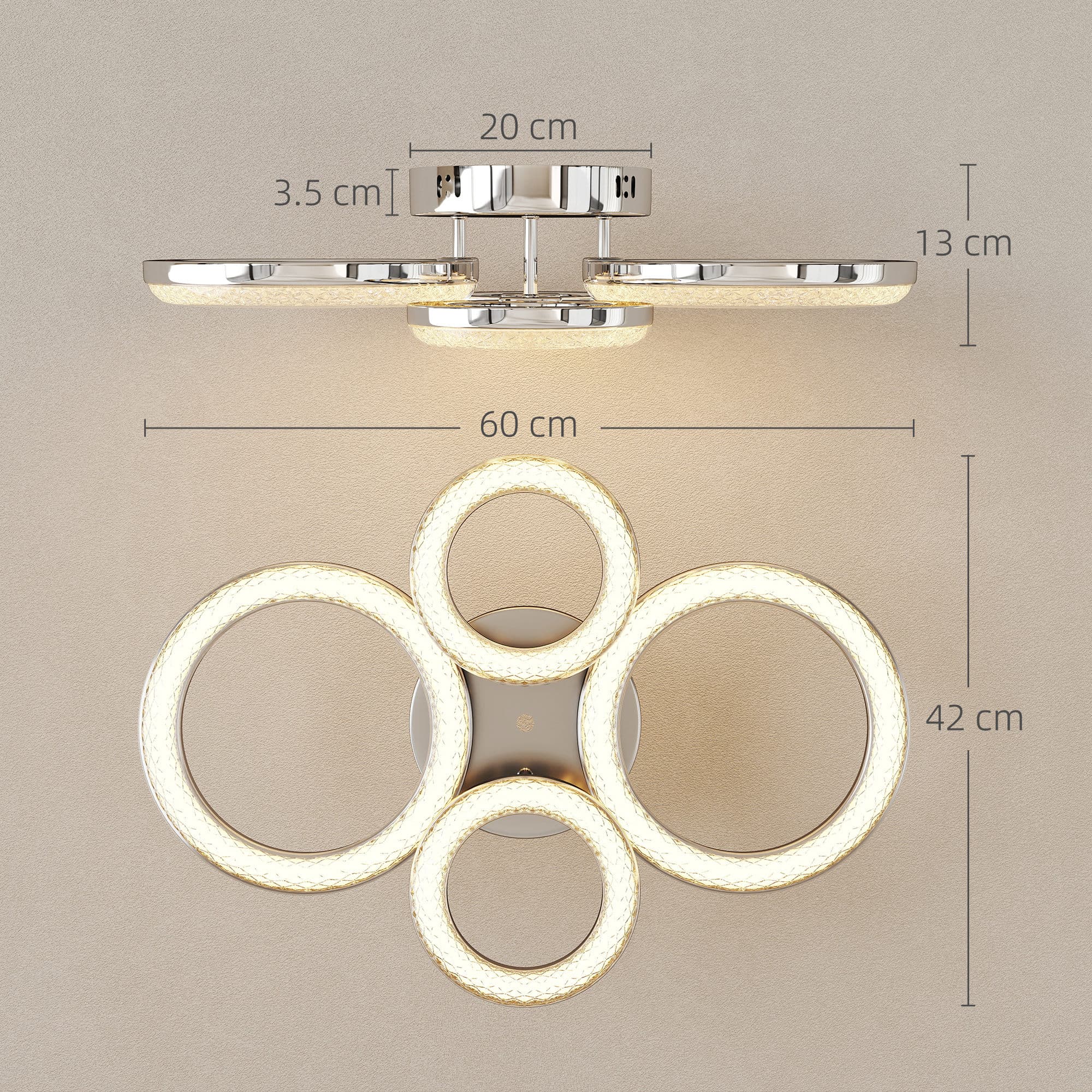 Four-Ring LED Ceiling Light with Wall Switch Colour Control - image 3