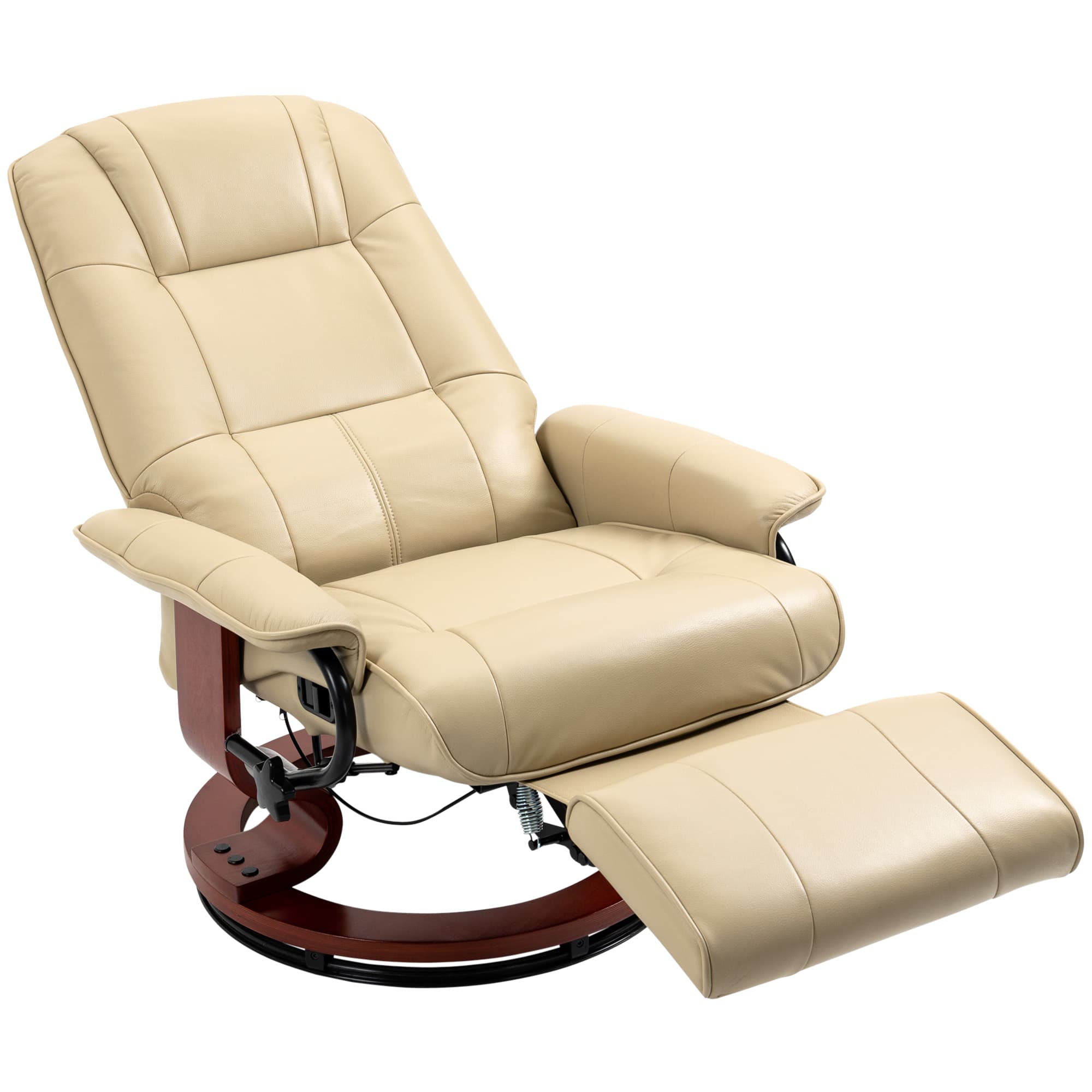 Transform Your Evenings with this Cream Reclining Swivel Chair - Cream White