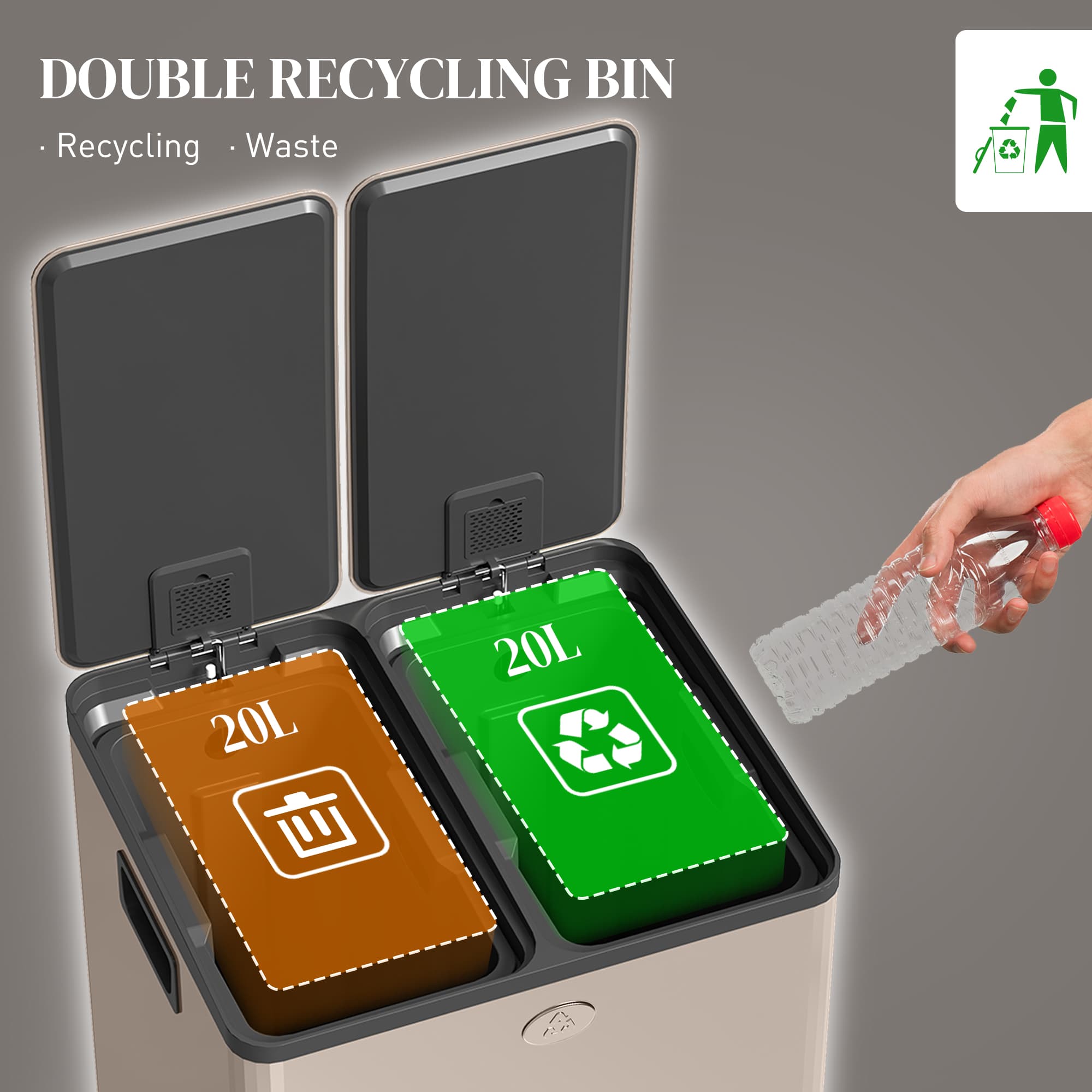 Transform Your Kitchen with this 40L Gold Dual Recycling Bin - image 5