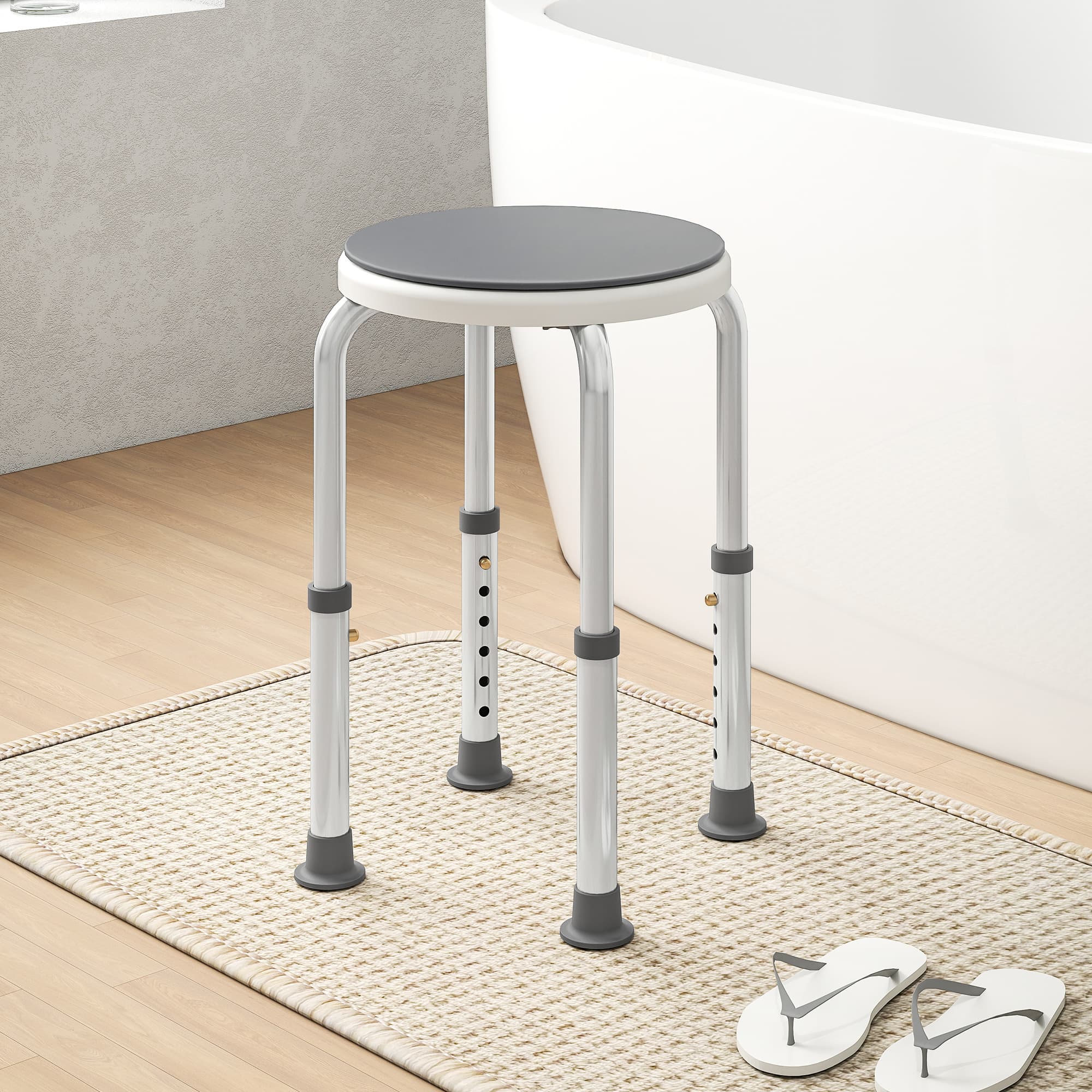 Height-Adjustable Shower Stool With 360° Rotating Seat - image 4
