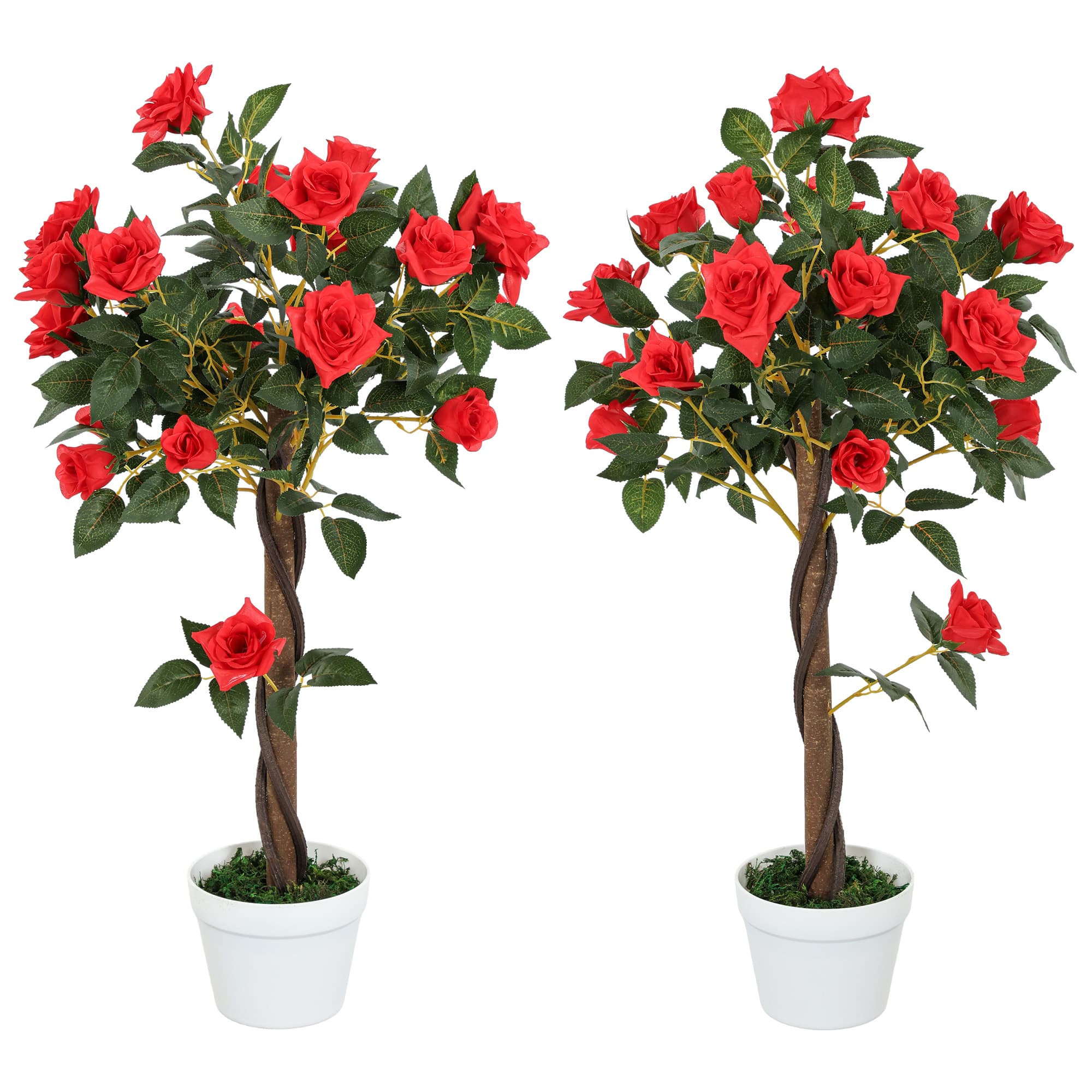 Transform Your Space with 90cm Artificial Red Rose Plants - Red Green