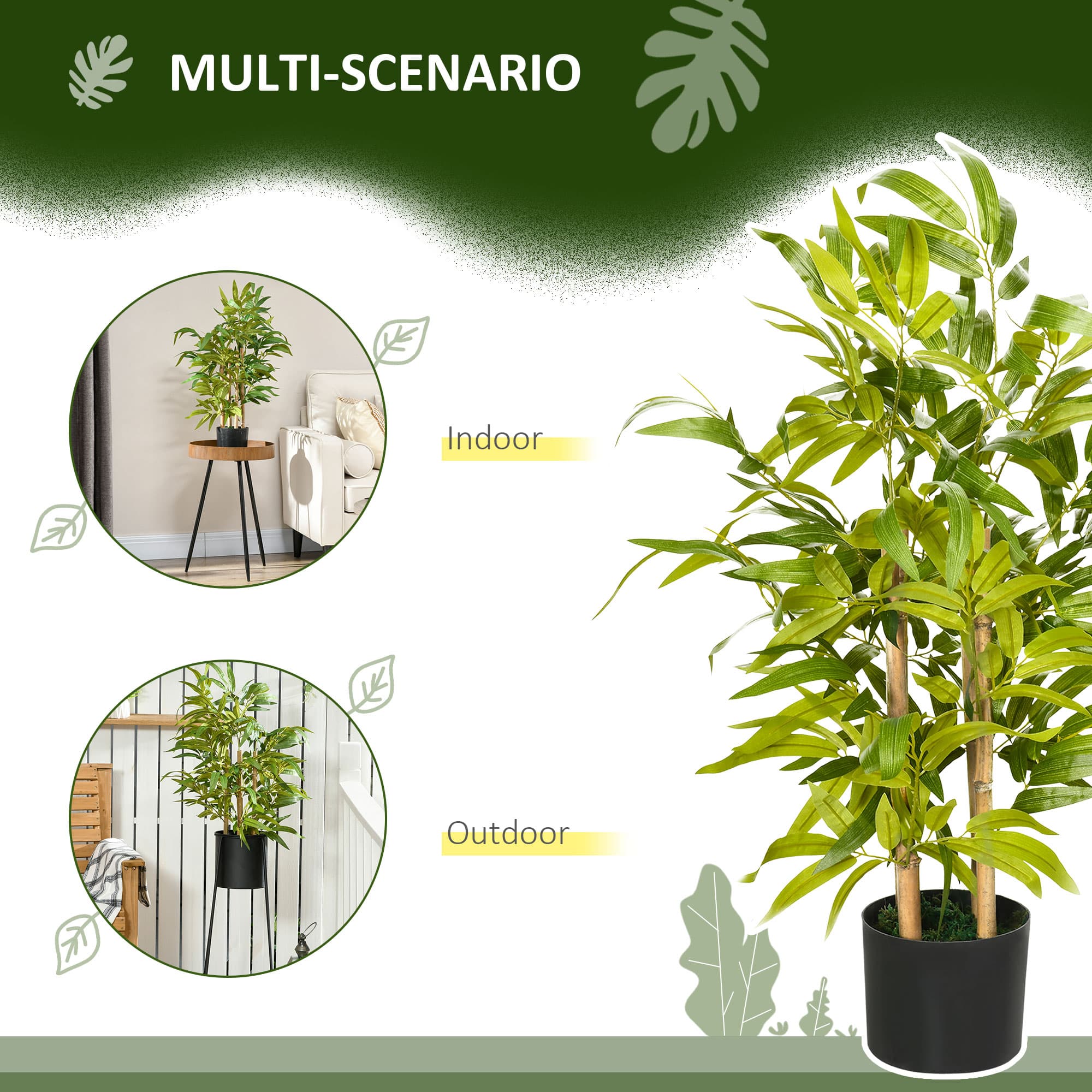 Two faux bamboo plants in black pots — 60cm, zero upkeep - image 1