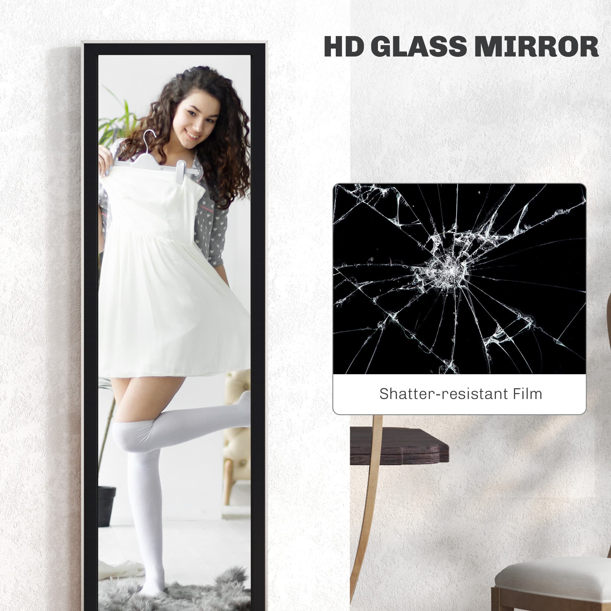 Full-Length Standing Mirror With Black Frame – 157cm - image 1