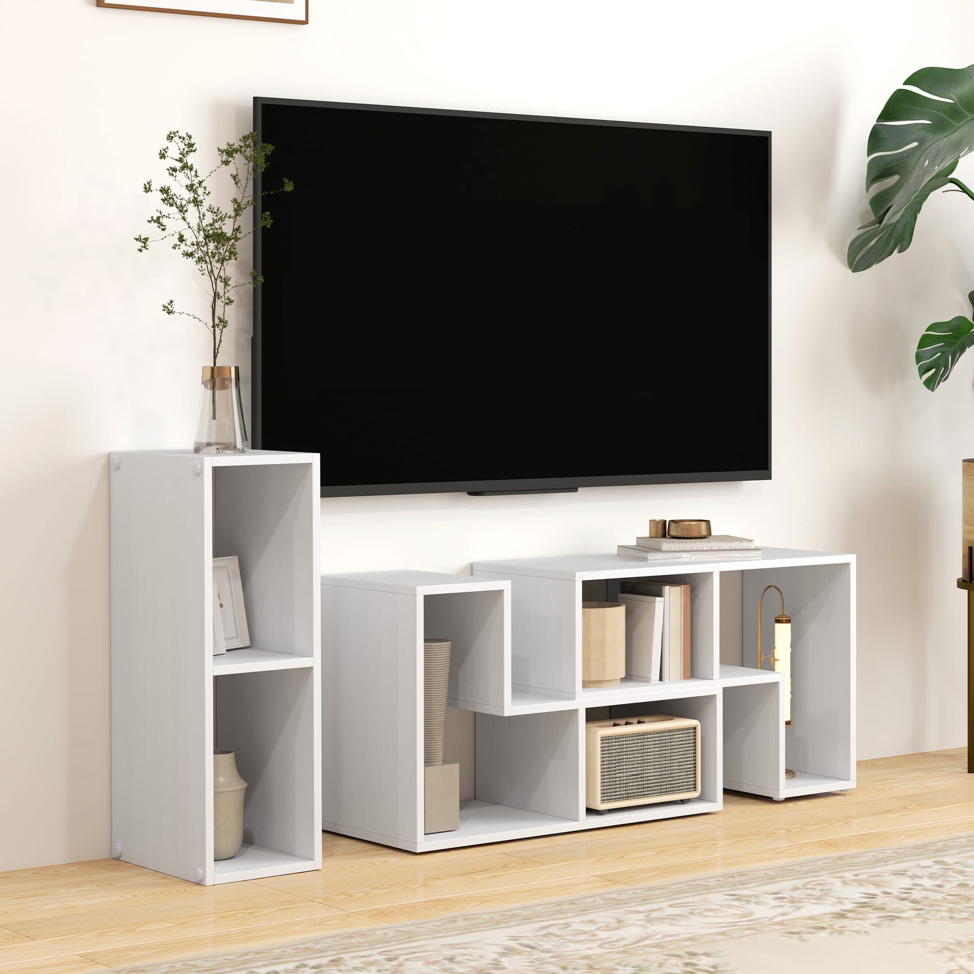 White Modular TV Stand — Three Configurable Blocks - image 5
