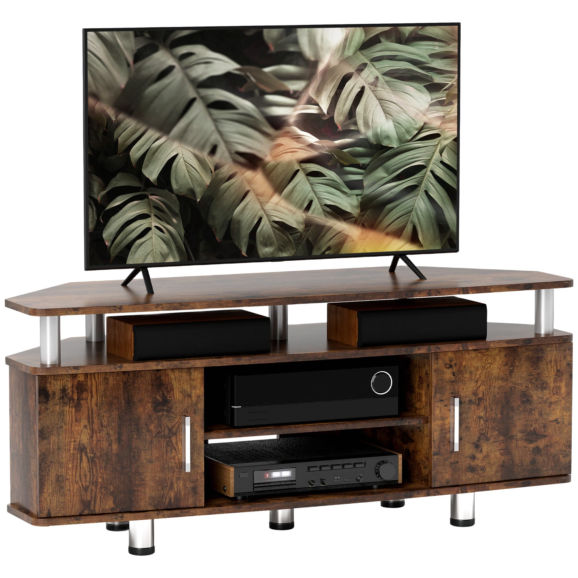 Transform Your Living Room with this Rustic Brown TV Unit - Rustic Brown