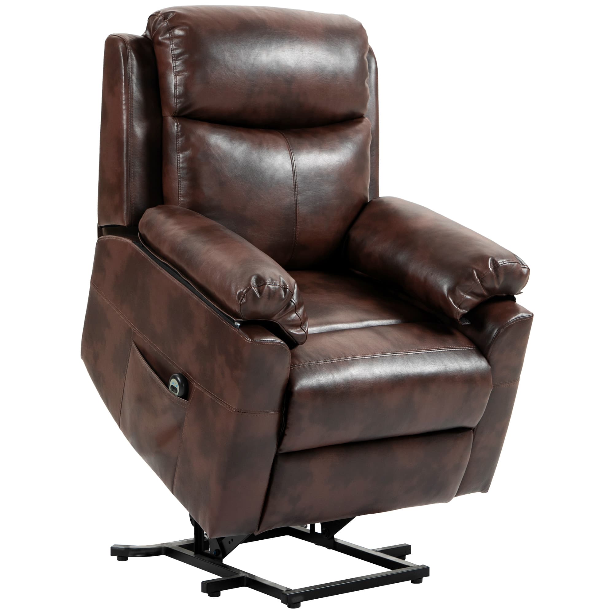 Effortless Dark Brown Faux Leather Electric Riser Recliner