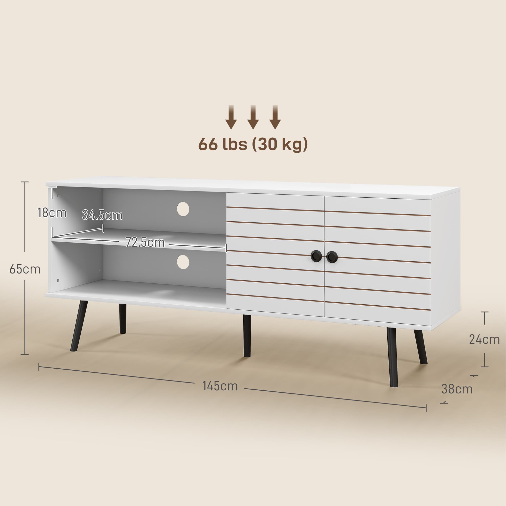 TV Stand with Open Shelves and Slatted Cupboard - image 4