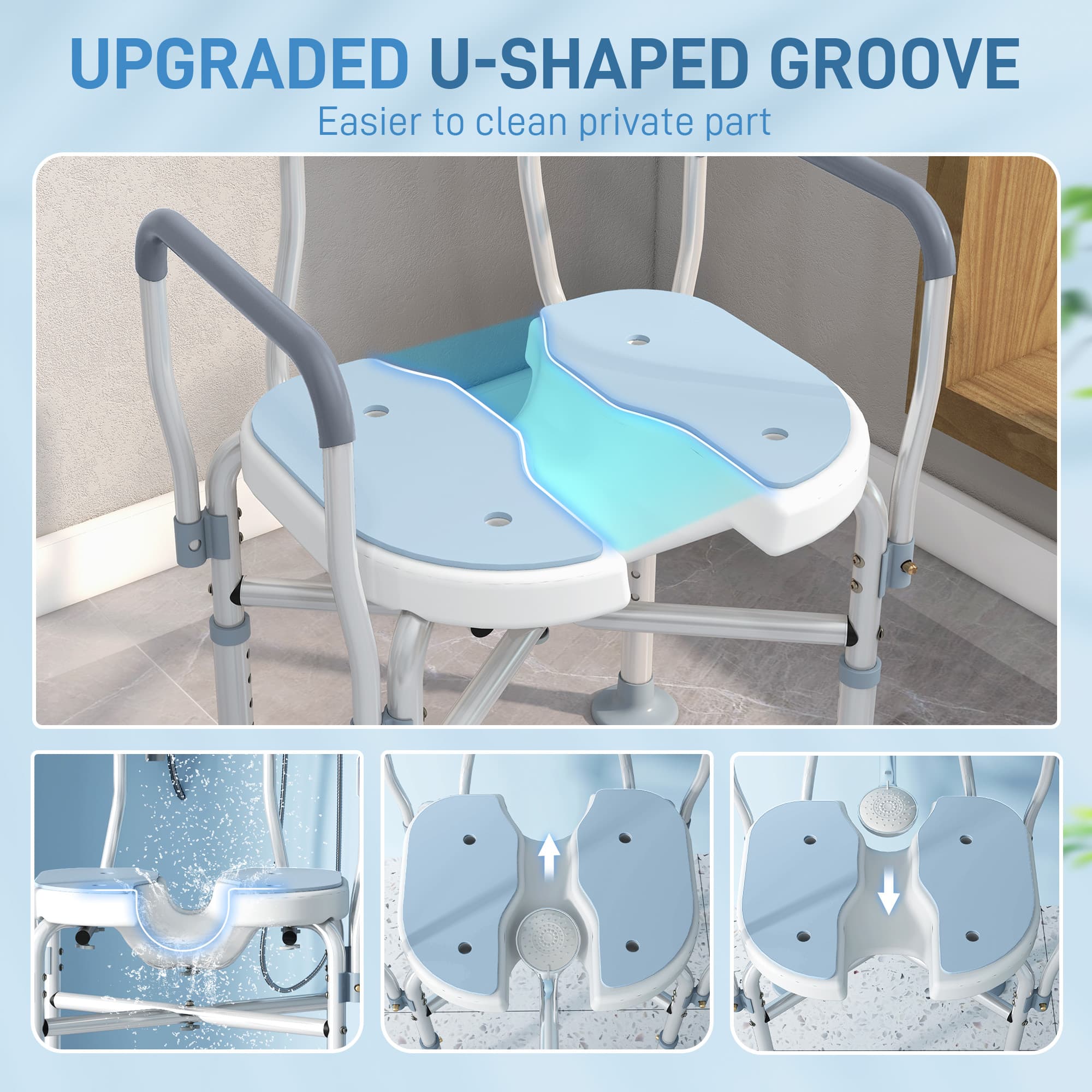 Adjustable Padded Shower Chair for Safe, Effortless Bathing - image 2
