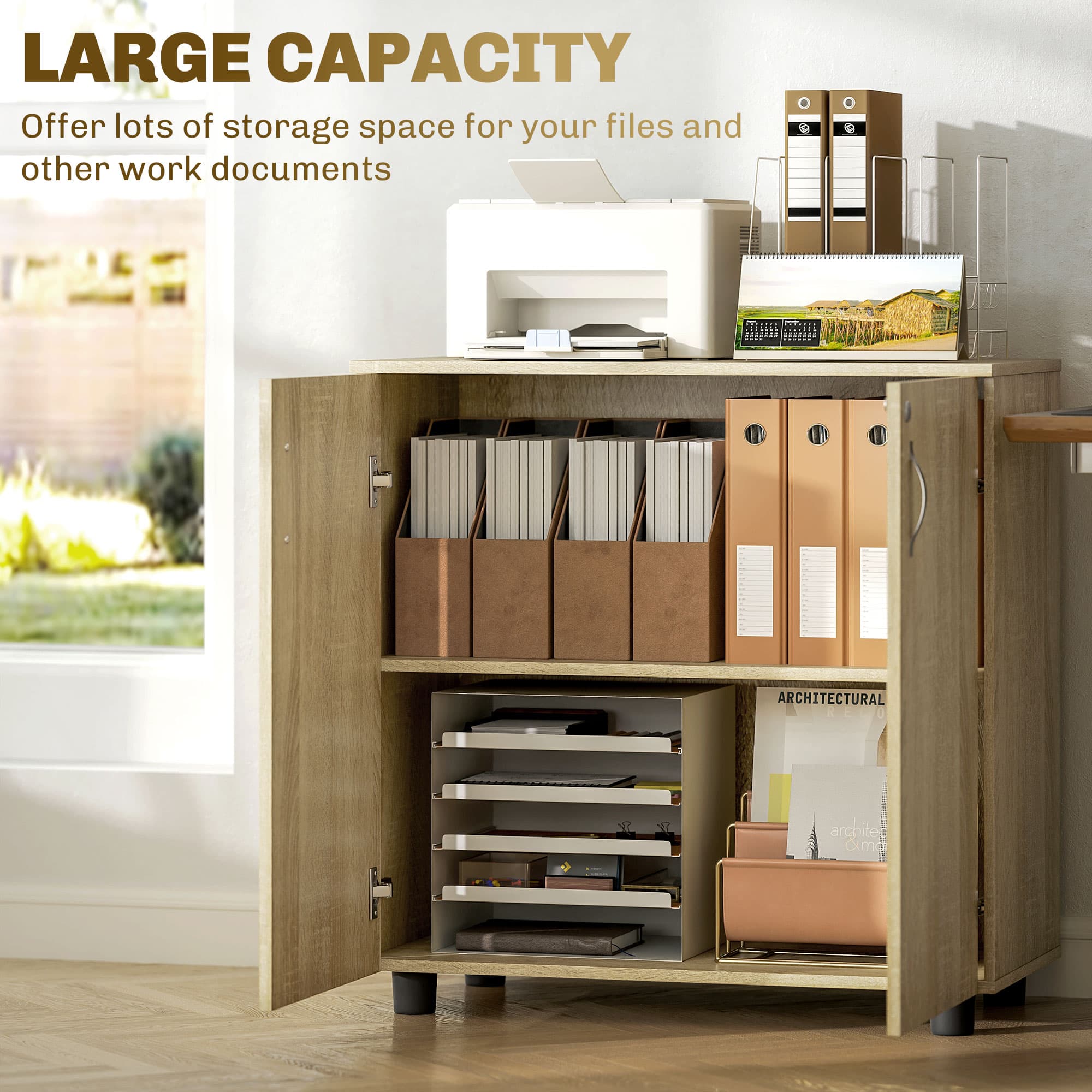Secure Your Workspace with the Vinsetto Oak Locking Cabinet - image 4