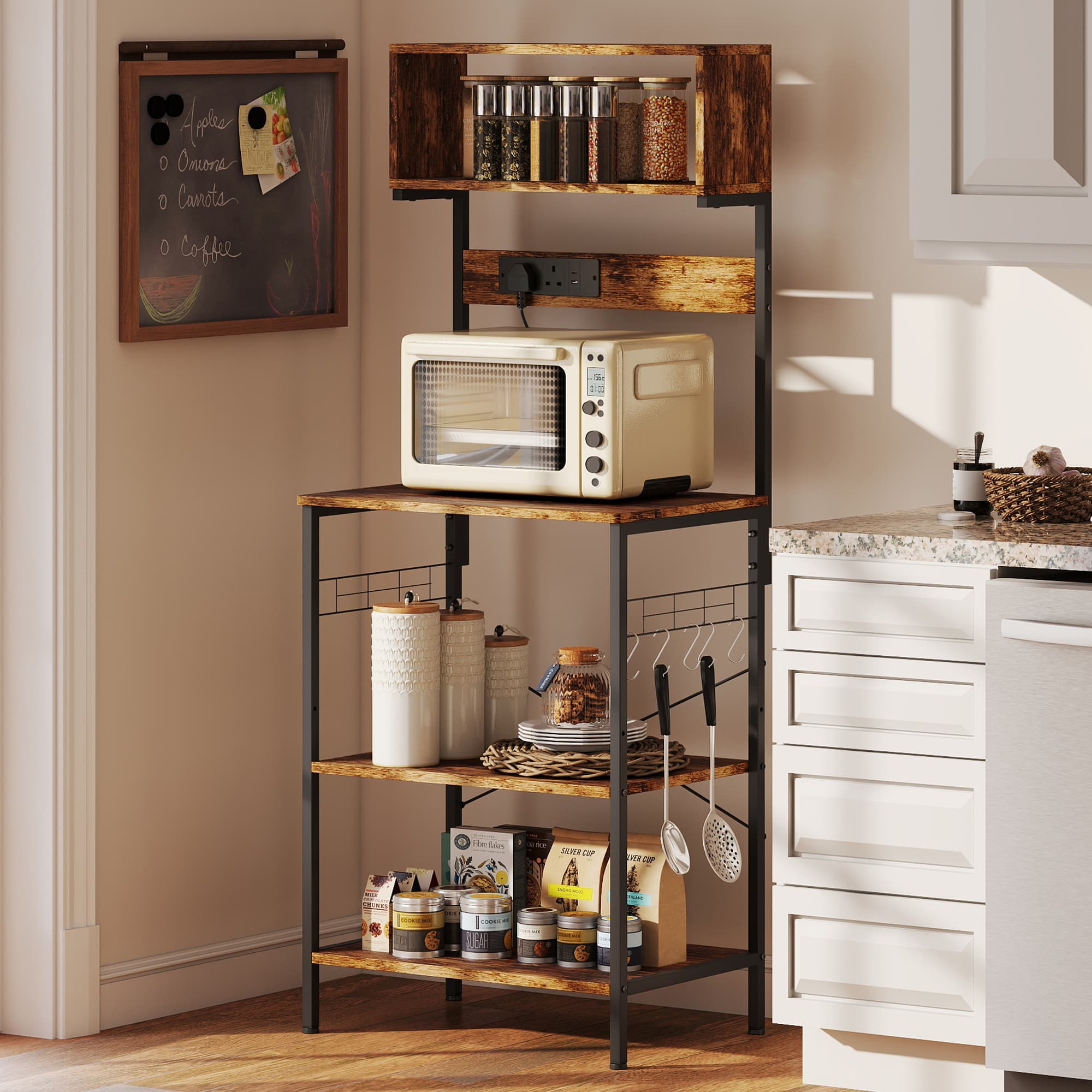 Kitchen Bakers Rack with Built-In Power Outlet & USB Ports - image 1