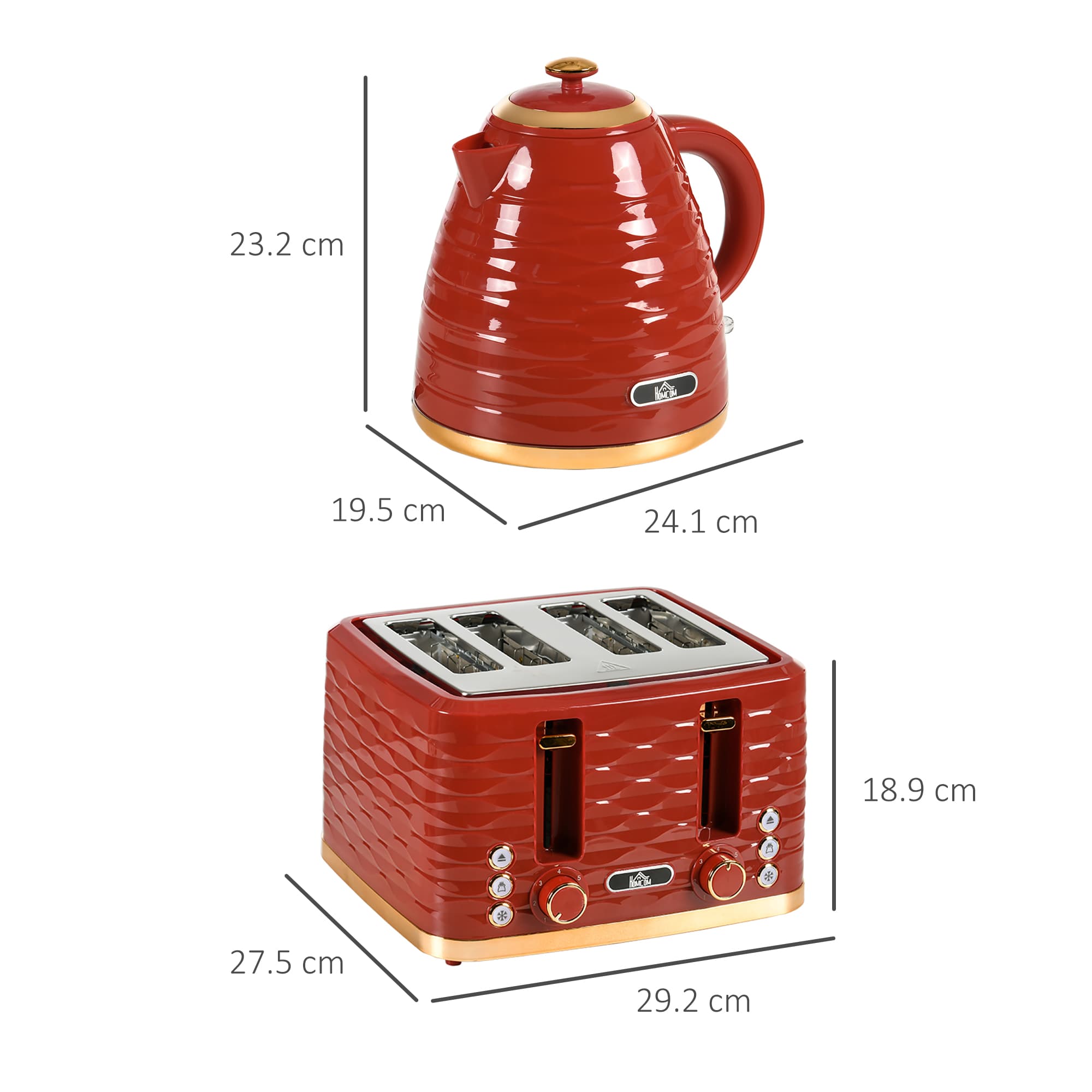 Effortless Breakfasts: Red 1.7L Kettle & 4-Slice Toaster Set - image 3