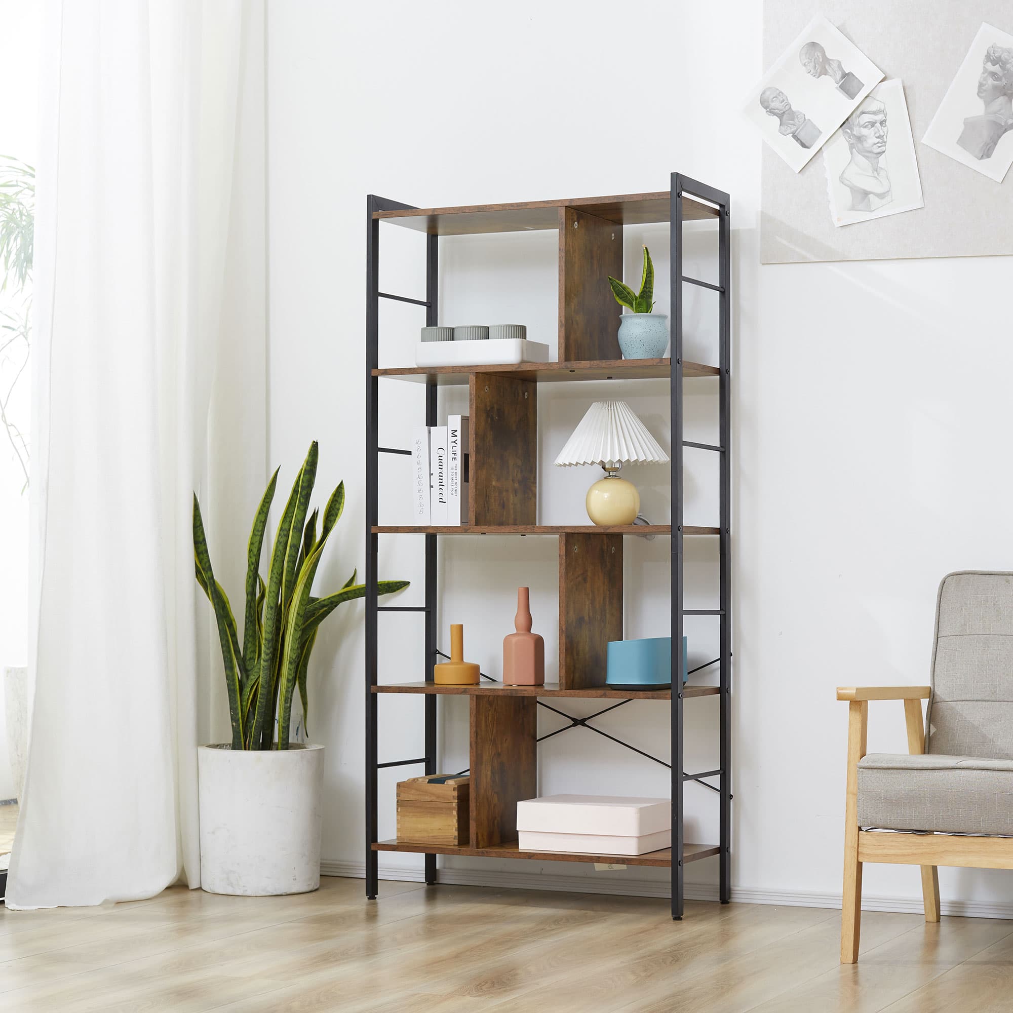 5-Tier Industrial Bookcase for Effortless Organisation - image 5