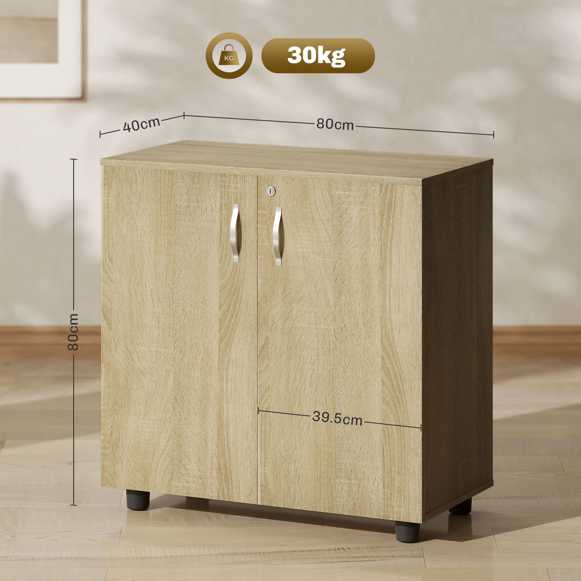 Secure Your Workspace with the Vinsetto Oak Locking Cabinet - image 2