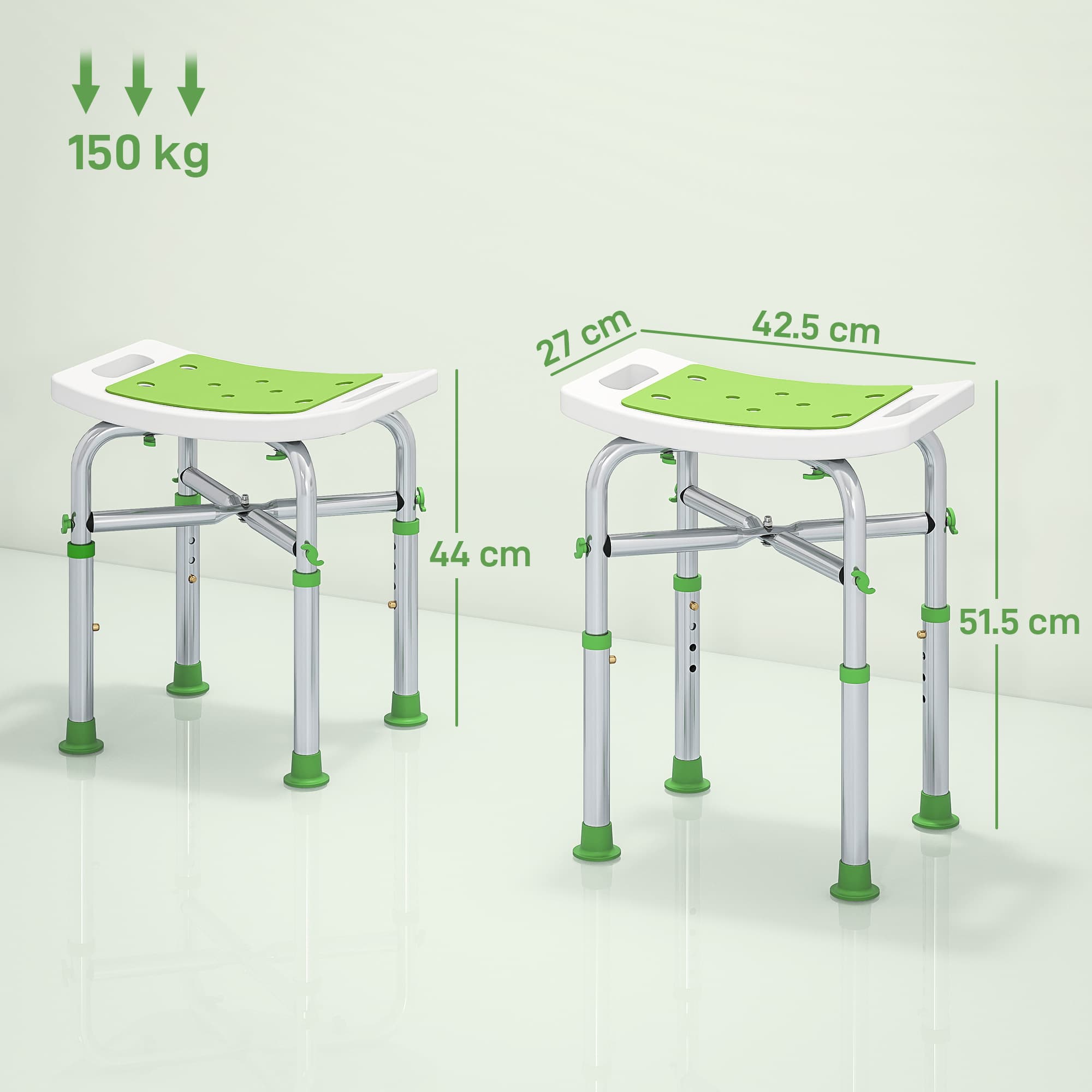 Green Adjustable Shower Stool with Curved Seat - image 10