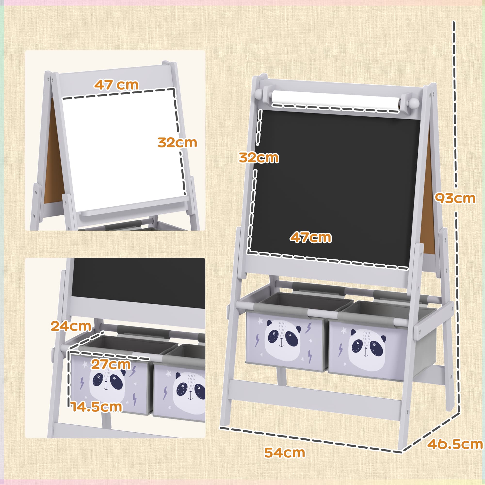 Kids 3-in-1 Art Easel with Chalkboard, Whiteboard and Paper Roll - image 6