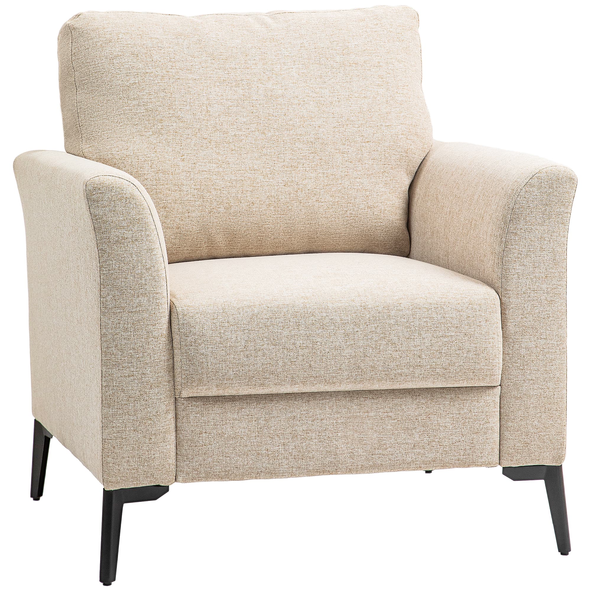 Sink Into Comfort: The Linen-Look Beige Accent Armchair - Beige