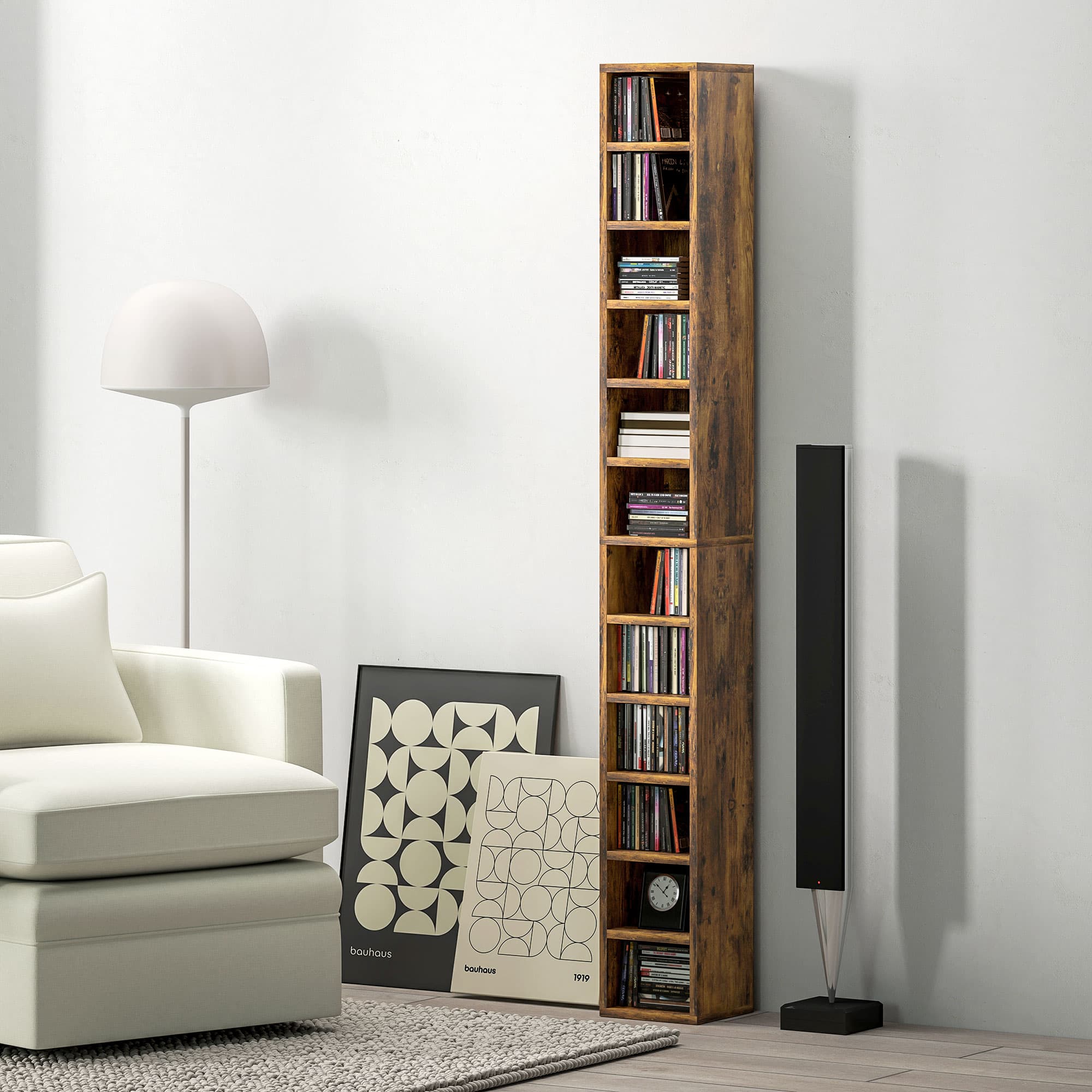 Organise Up to 204 CDs in a Slim Rustic Storage Tower - image 1