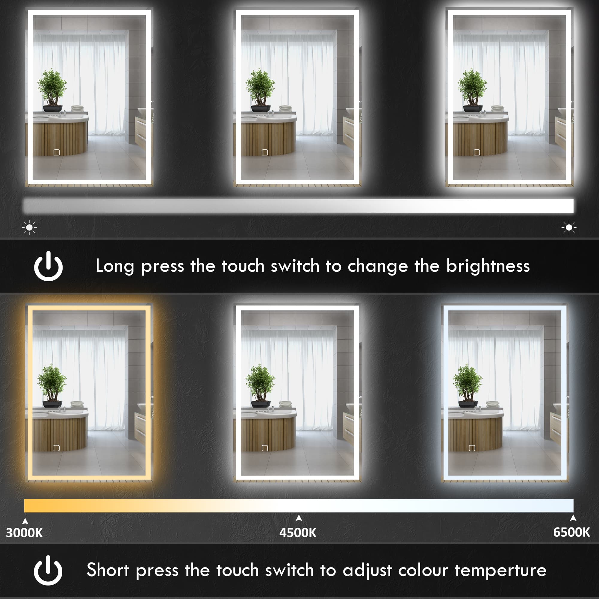 LED Bathroom Mirror with Touch Dimmer and Anti-Fog - image 4