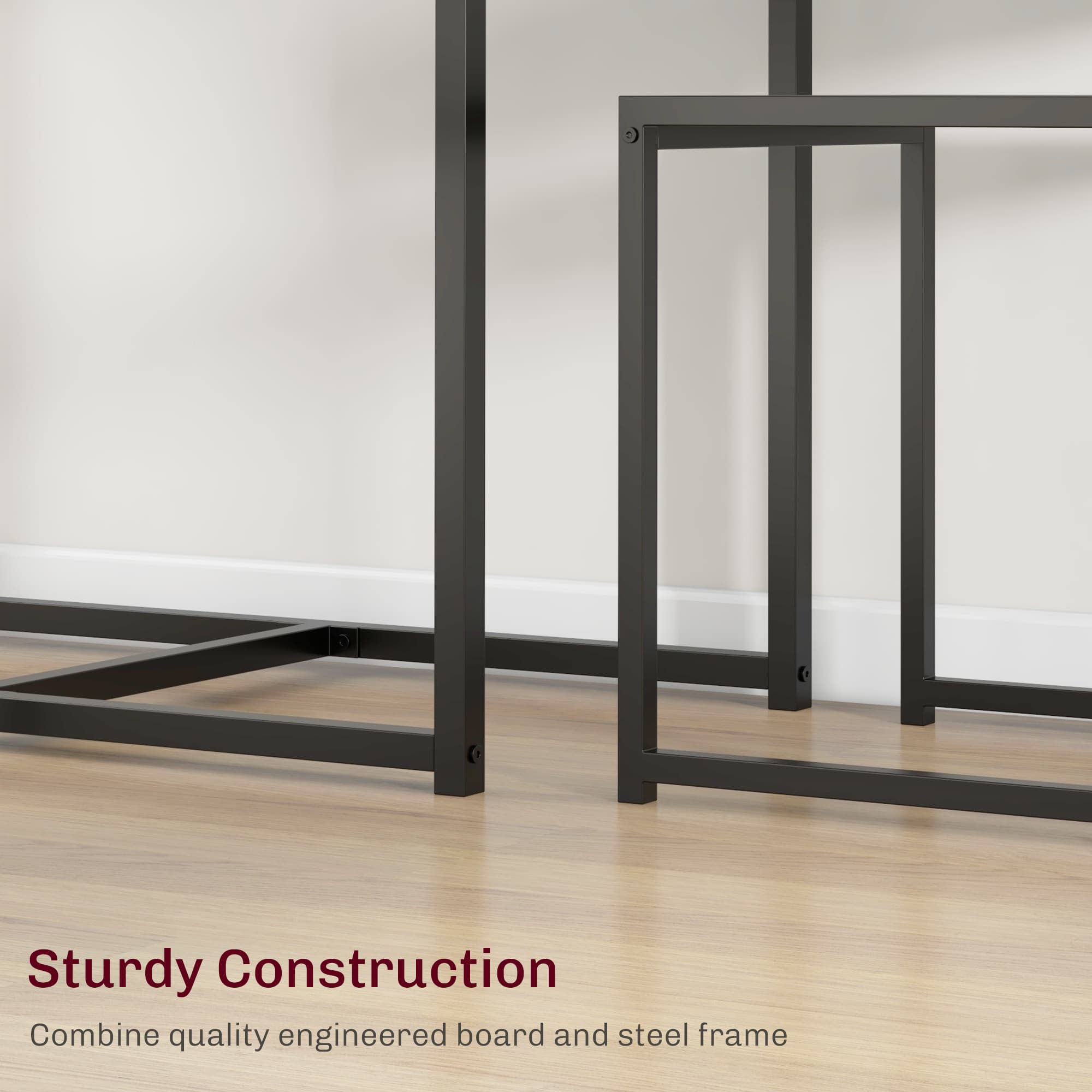 A compact dining set for two with a black steel frame and MDF panels - image 5