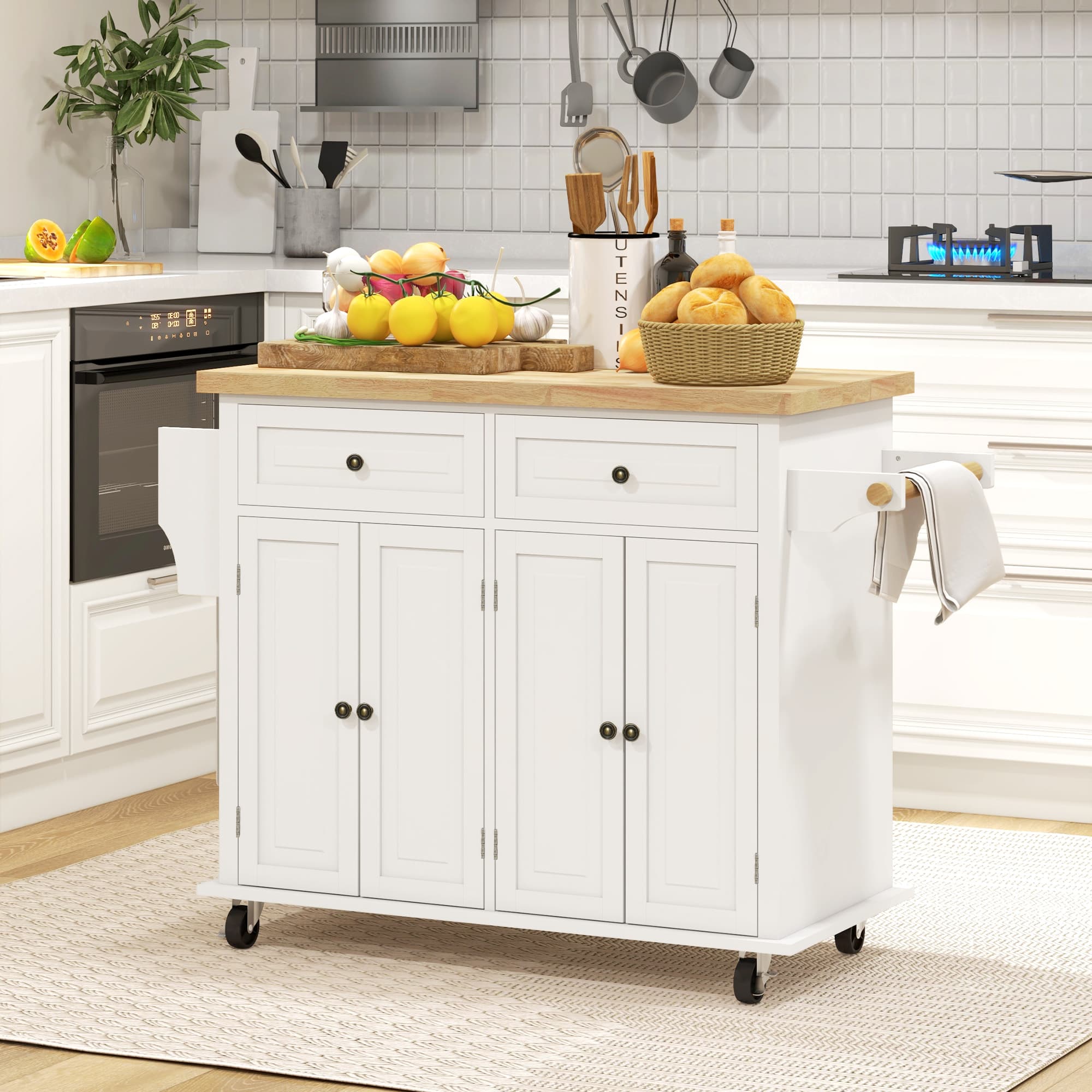 Transform Your Space with this Cream Rolling Kitchen Island - image 3