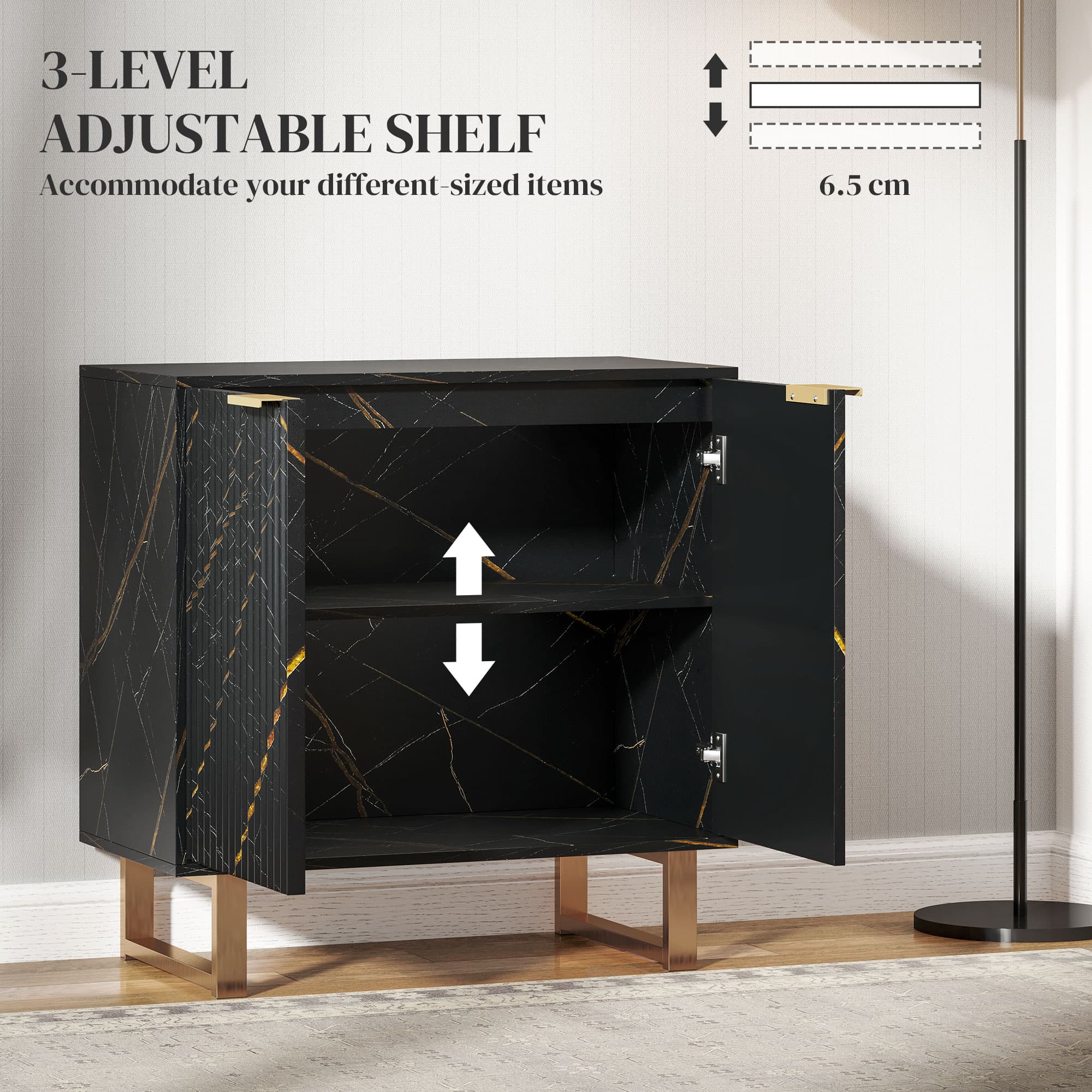 A two-door storage sideboard with a bold marble-effect finish - image 4
